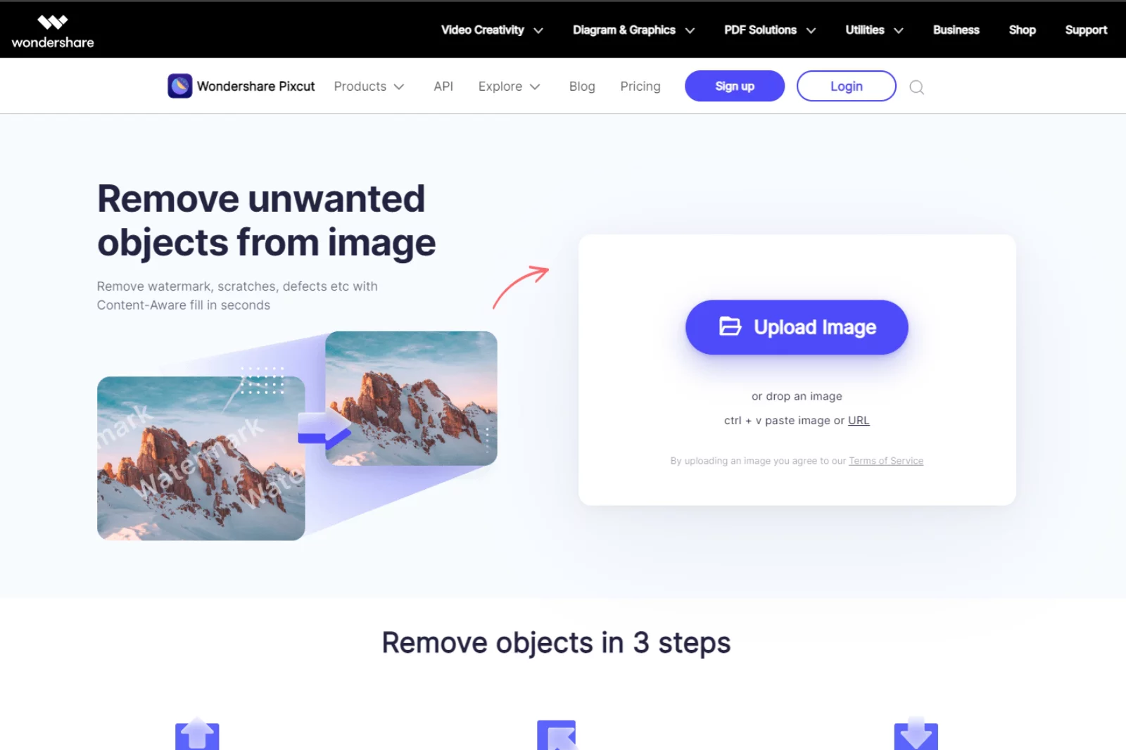 Home Page of Wondershare Pixcut