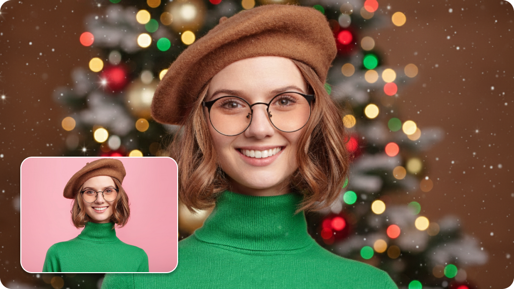 Add Christmas background to photo thumbnail