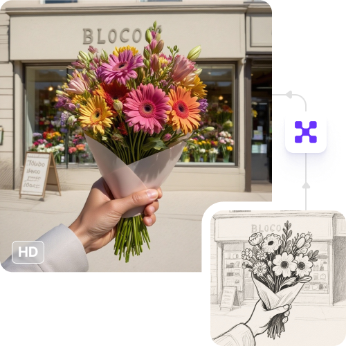 sketch to image in HD-resolution pictures