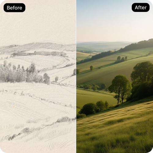 Mountain sketch to image