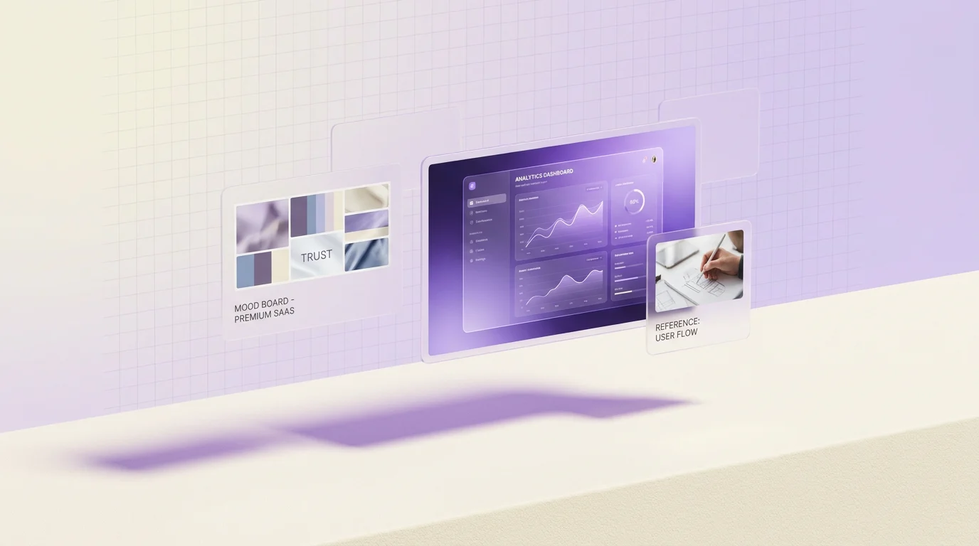 A canvas with reference frames pinned and grouped under a campaign brief