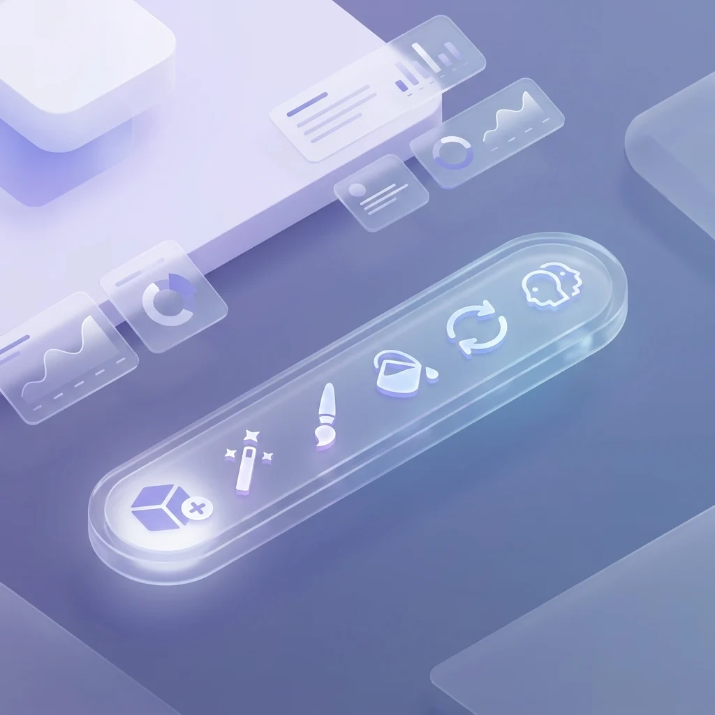 Persona editor bottom toolbar with insert, brush, recreate, and character swap actions