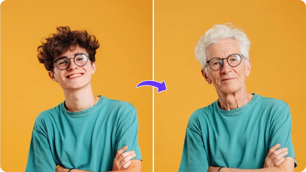 AI age progression thumbnail