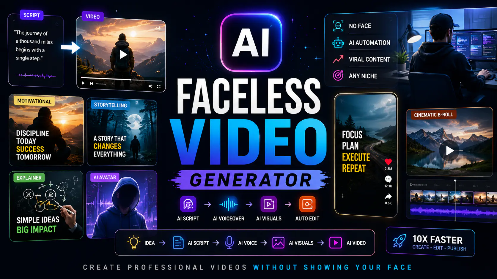 AI faceless video generator thumbnail