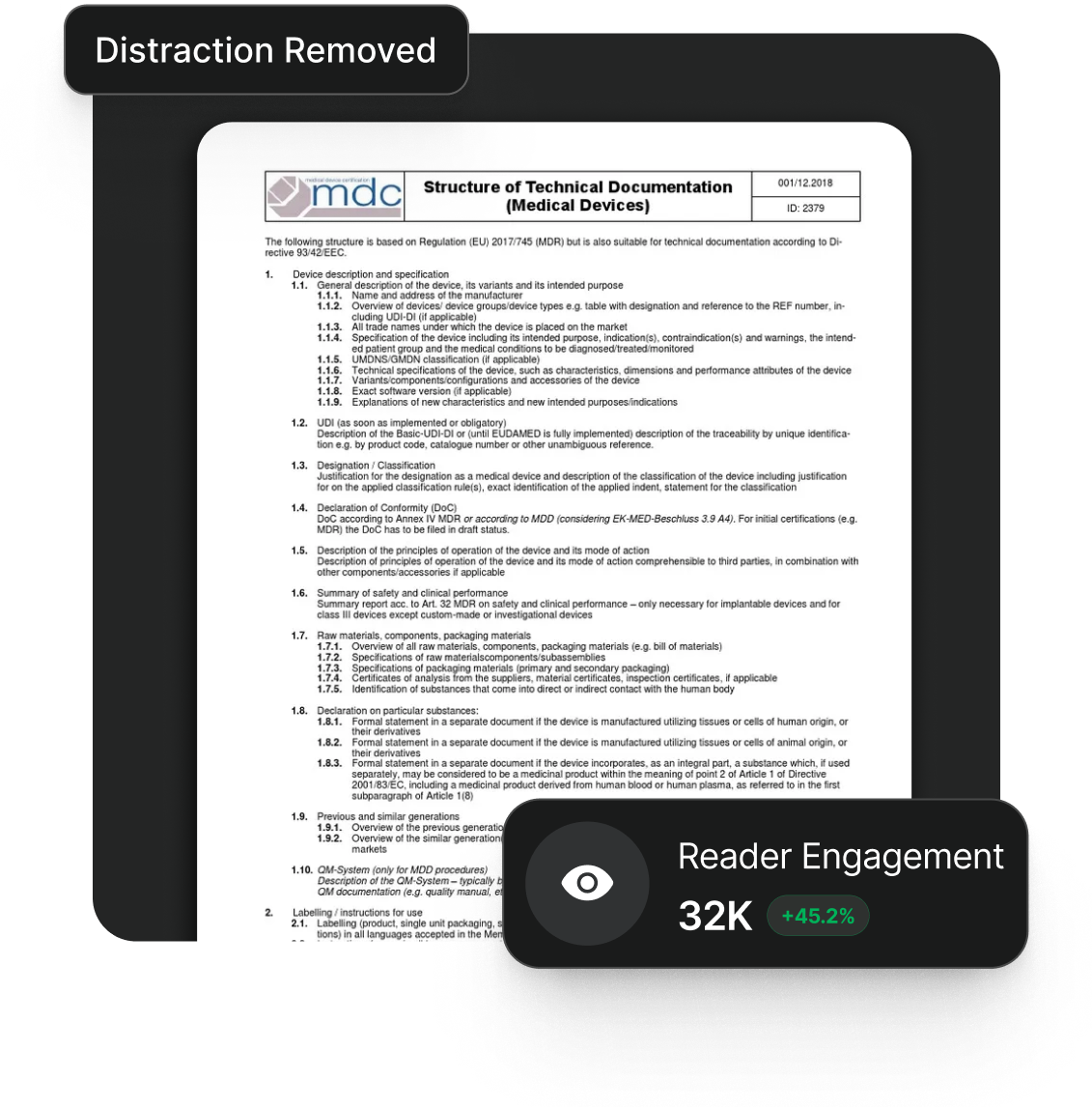 Content focus improvement showing enhanced reader engagement metrics