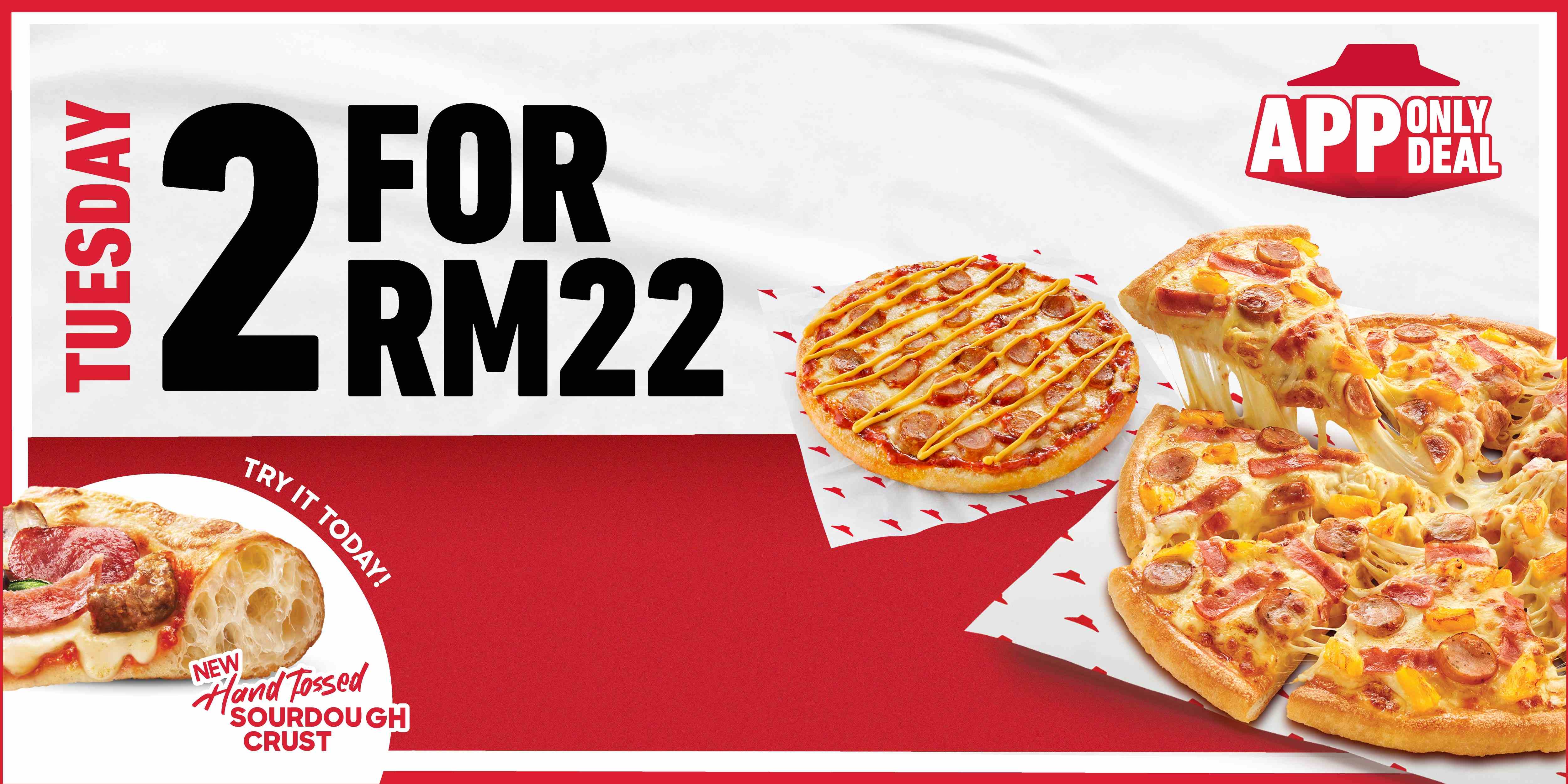2 Regular Pizzas For RM22