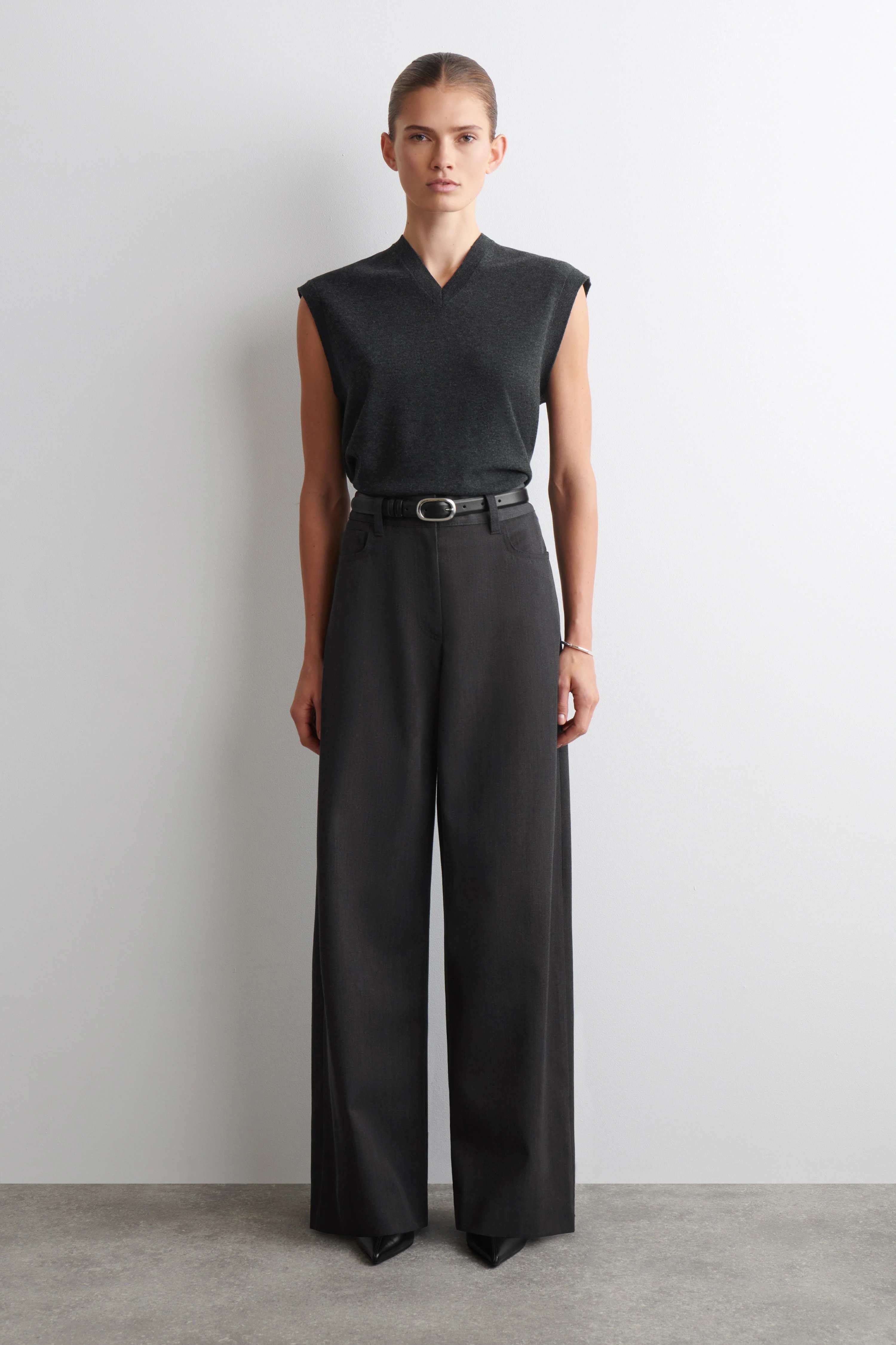 REGULAR WOOL-BLEND WIDE-LEG TROUSERS - 1