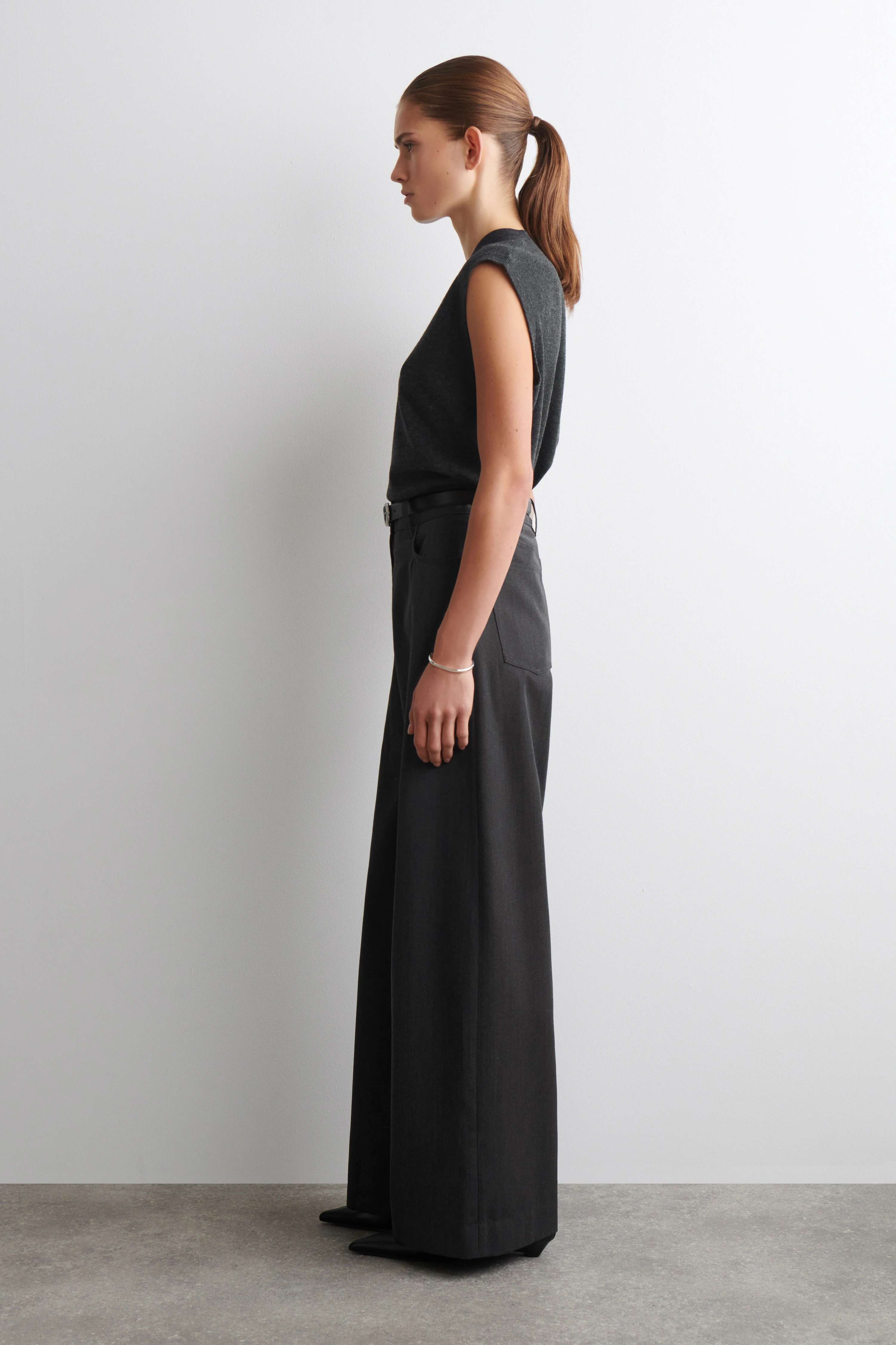 REGULAR WOOL-BLEND WIDE-LEG TROUSERS - 3