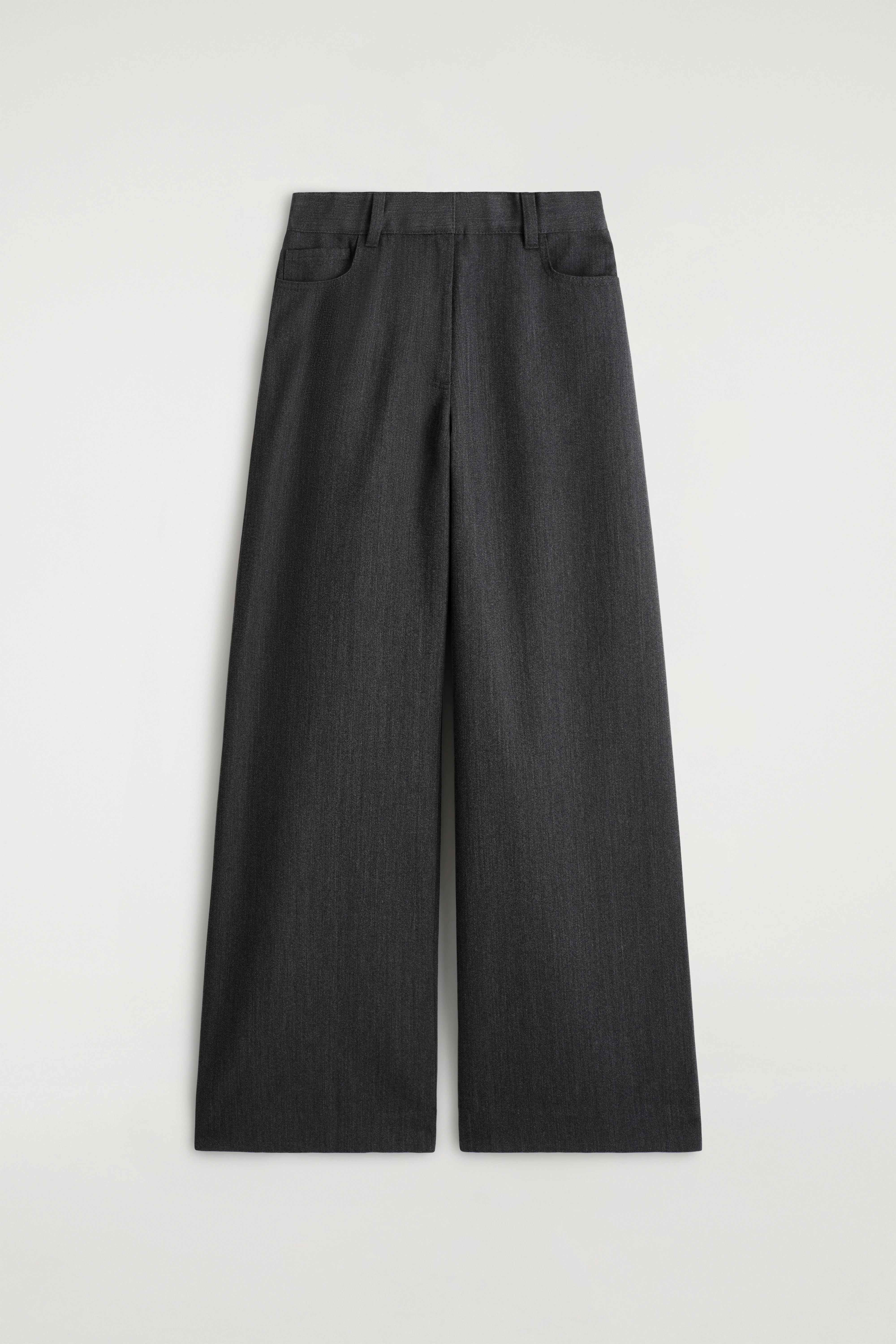 REGULAR WOOL-BLEND WIDE-LEG TROUSERS - 5