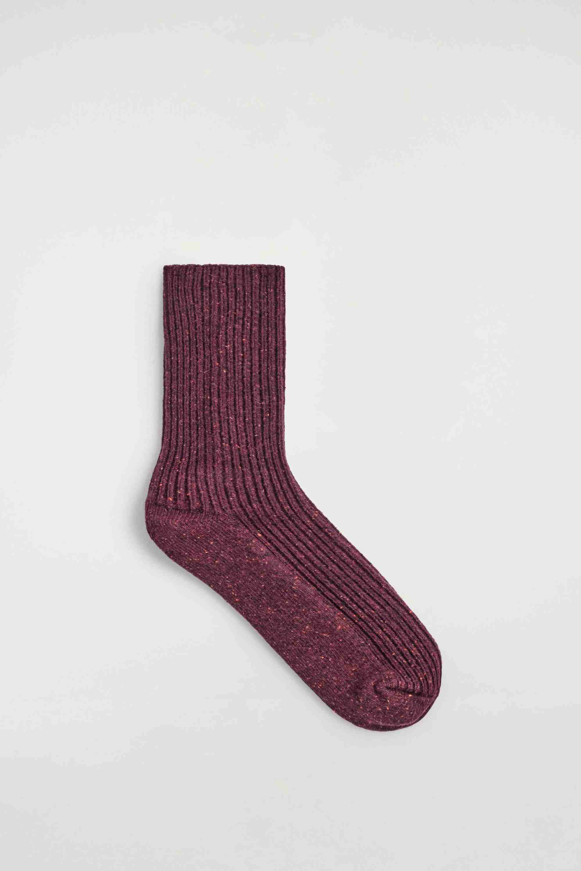 SPECKLED RIBBED-KNIT SOCKS - 1