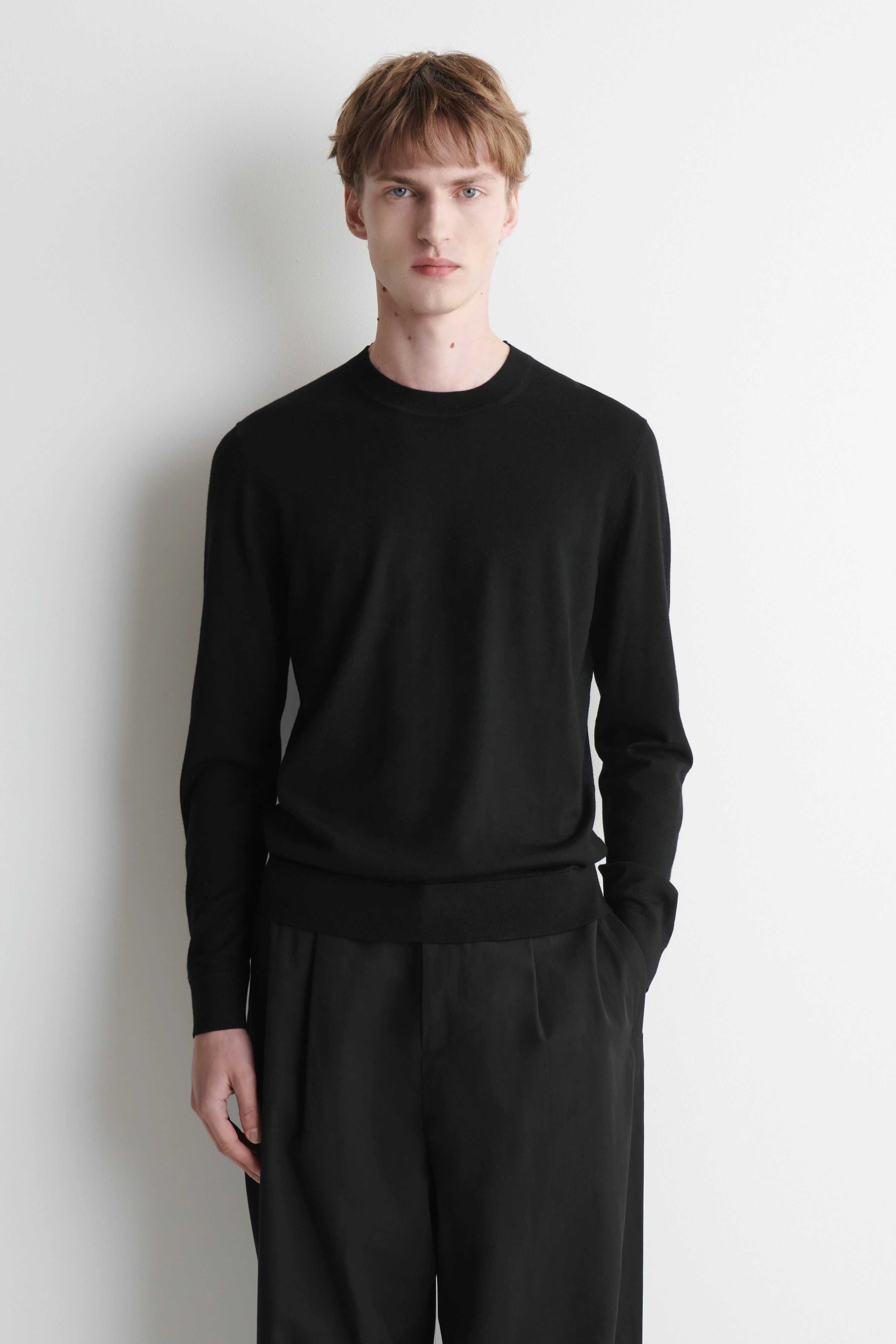 SLIM MERINO WOOL CREW-NECK JUMPER - 1