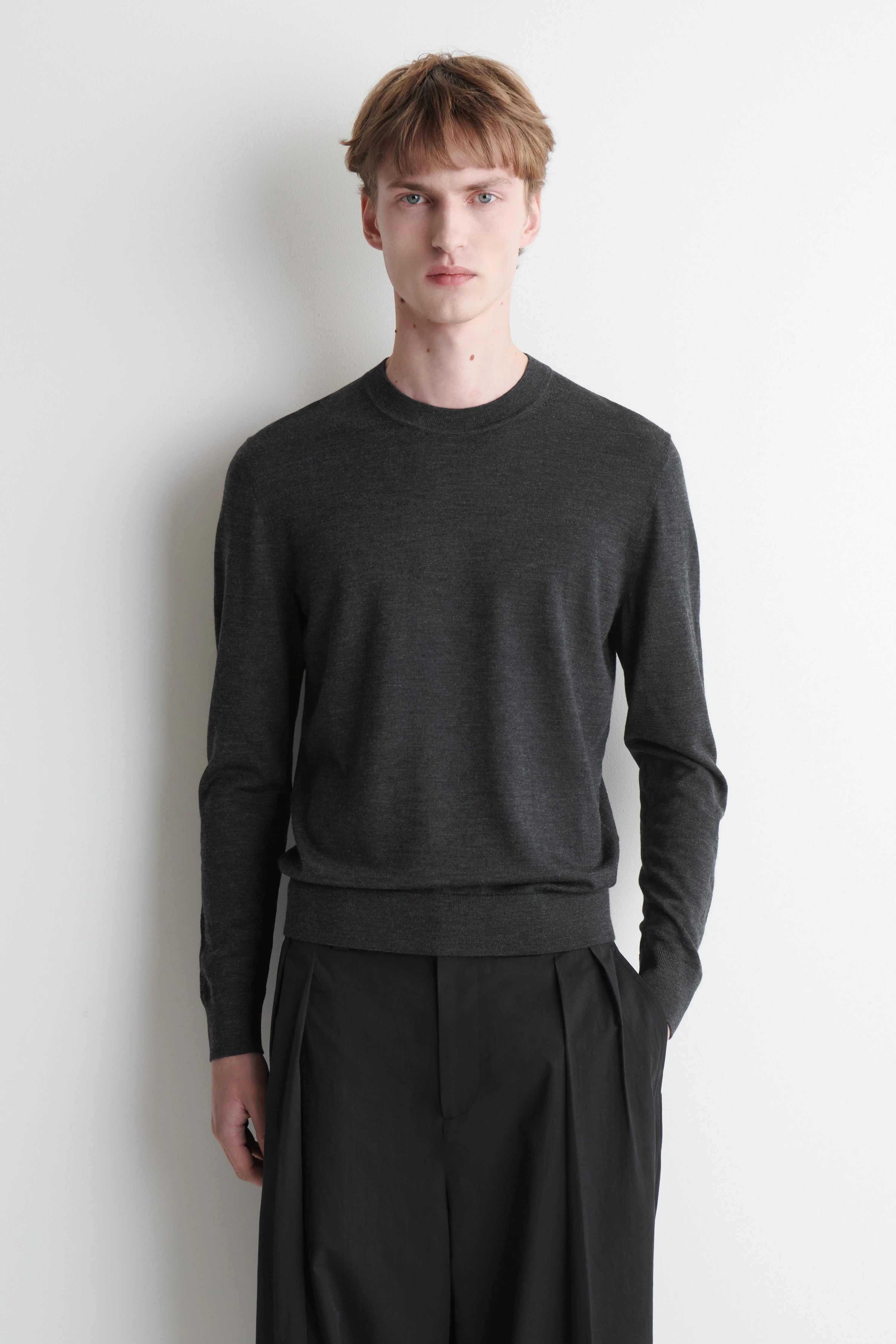SLIM MERINO WOOL CREW-NECK JUMPER - 1