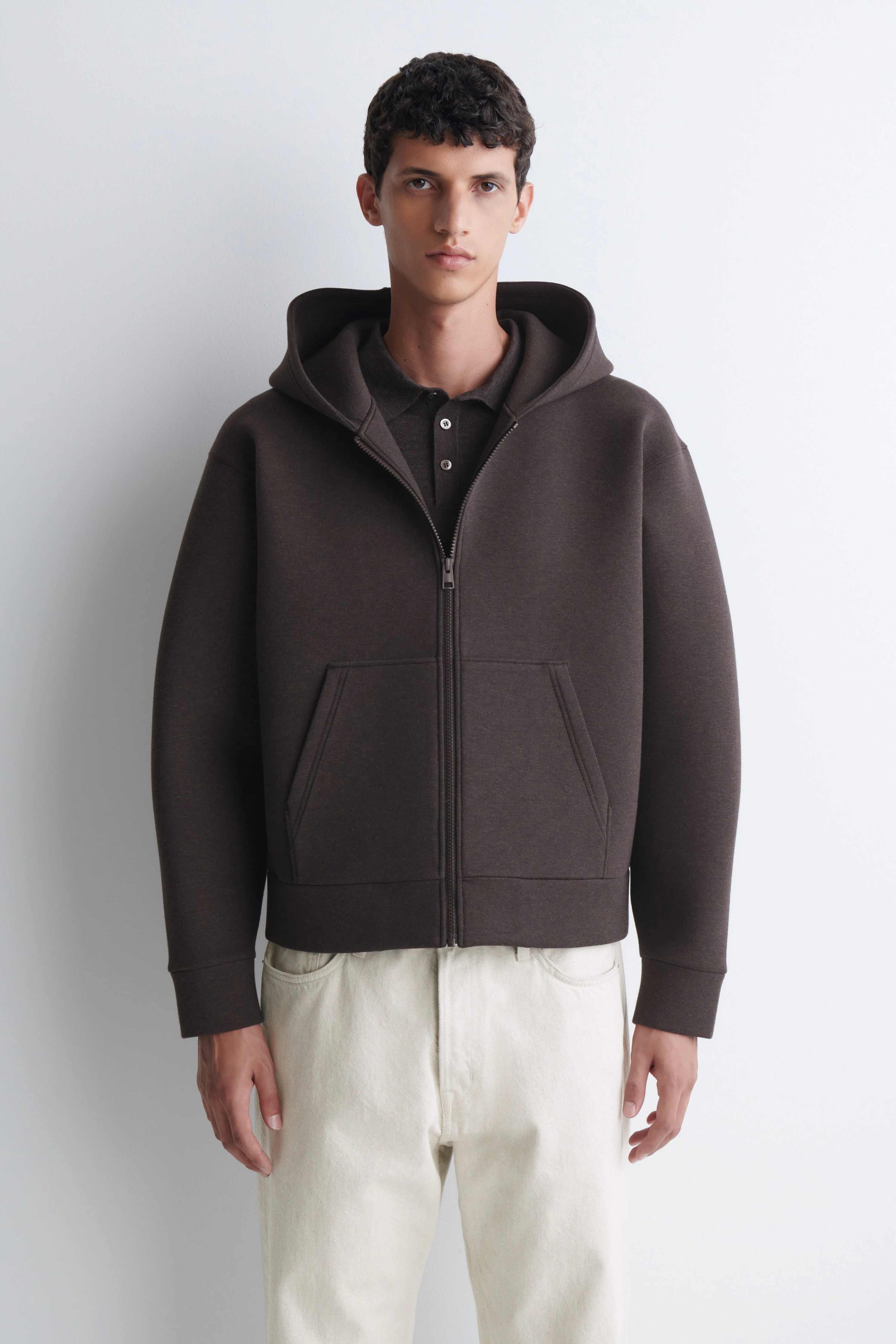 OVERSIZED SCUBA-JERSEY ZIP-UP HOODIE