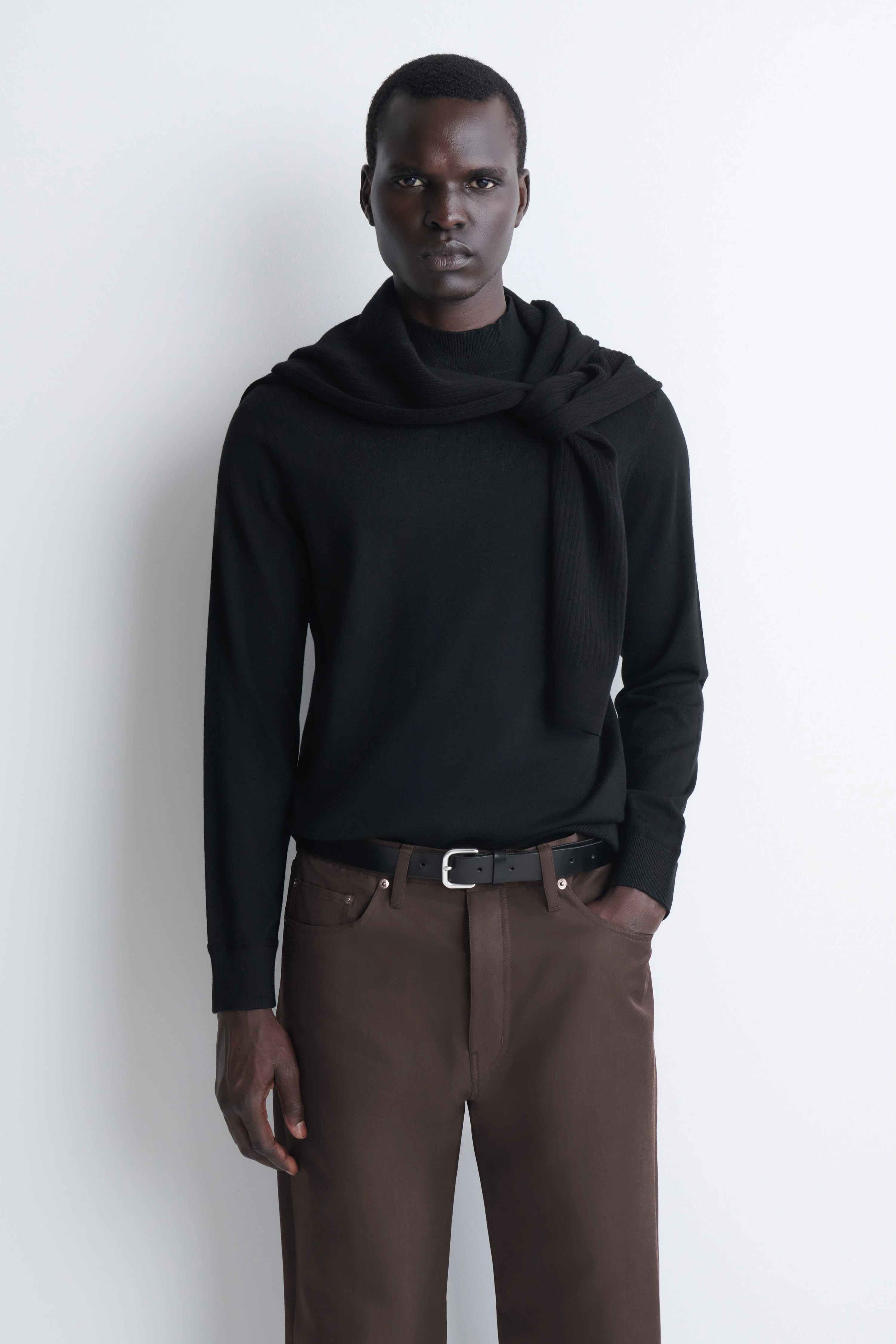 SLIM MERINO WOOL MOCK-NECK JUMPER - 1