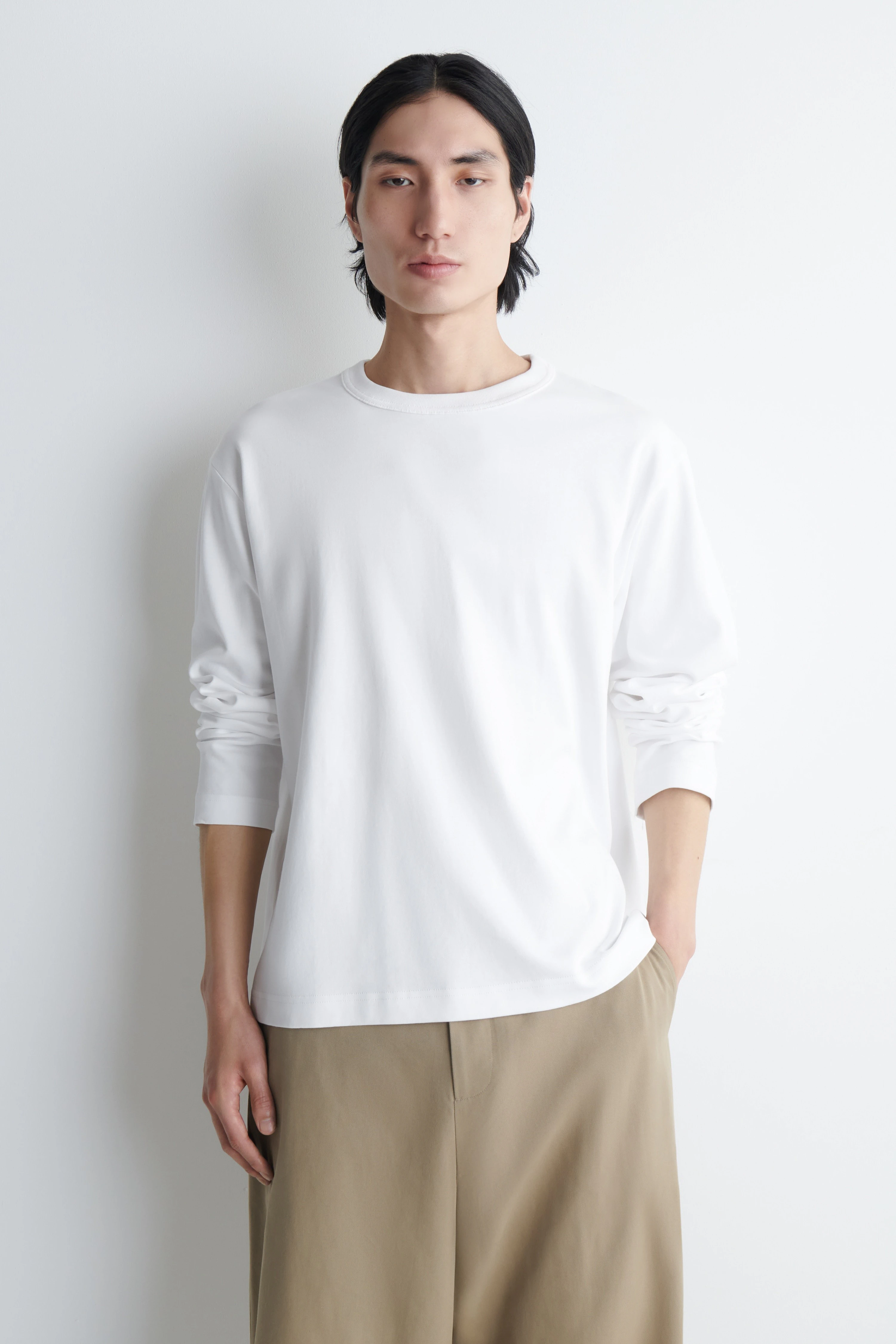 RELAXED JERSEY INTERLOCK LONG-SLEEVED T-SHIRT - 1