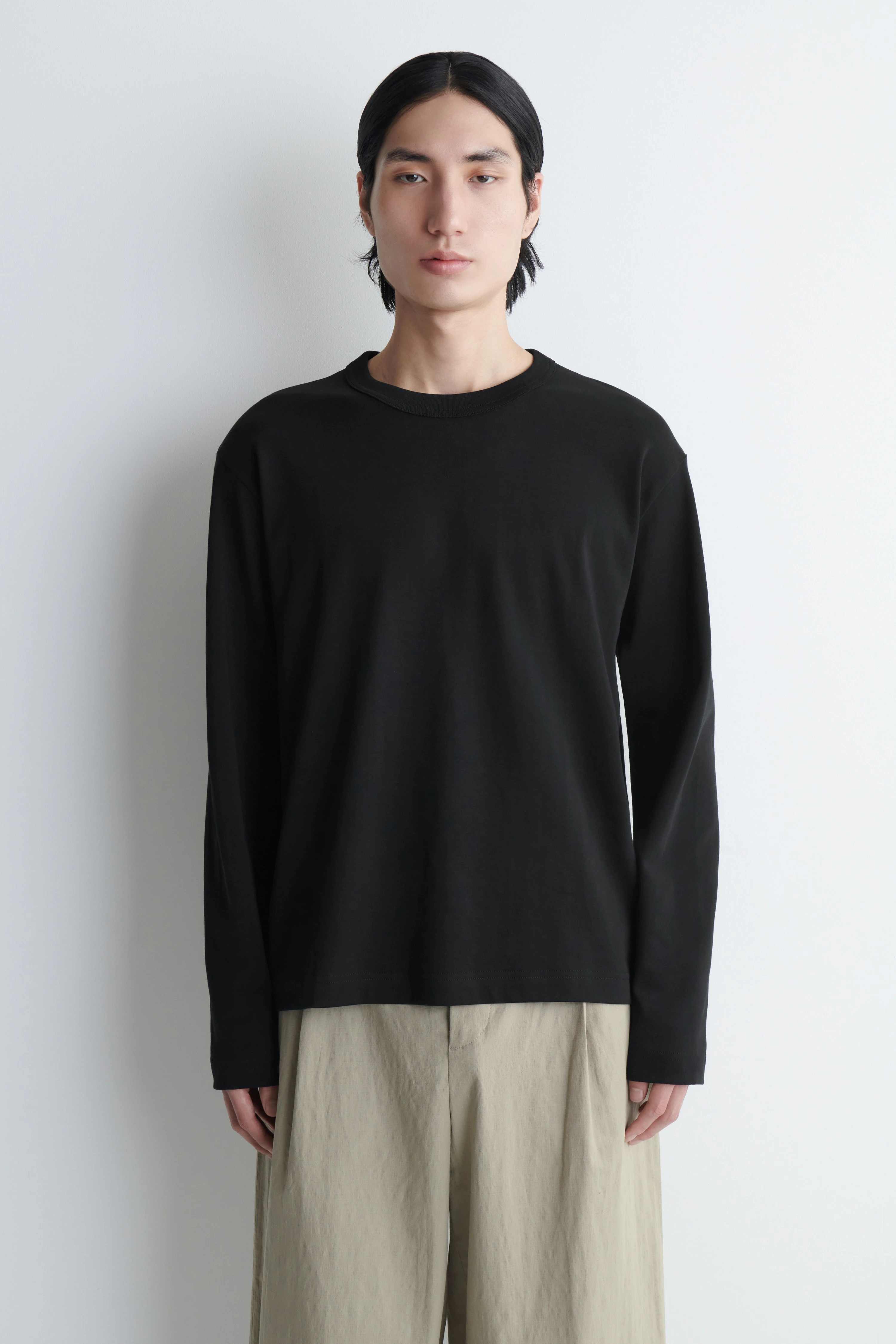 RELAXED JERSEY INTERLOCK LONG-SLEEVED T-SHIRT - 1