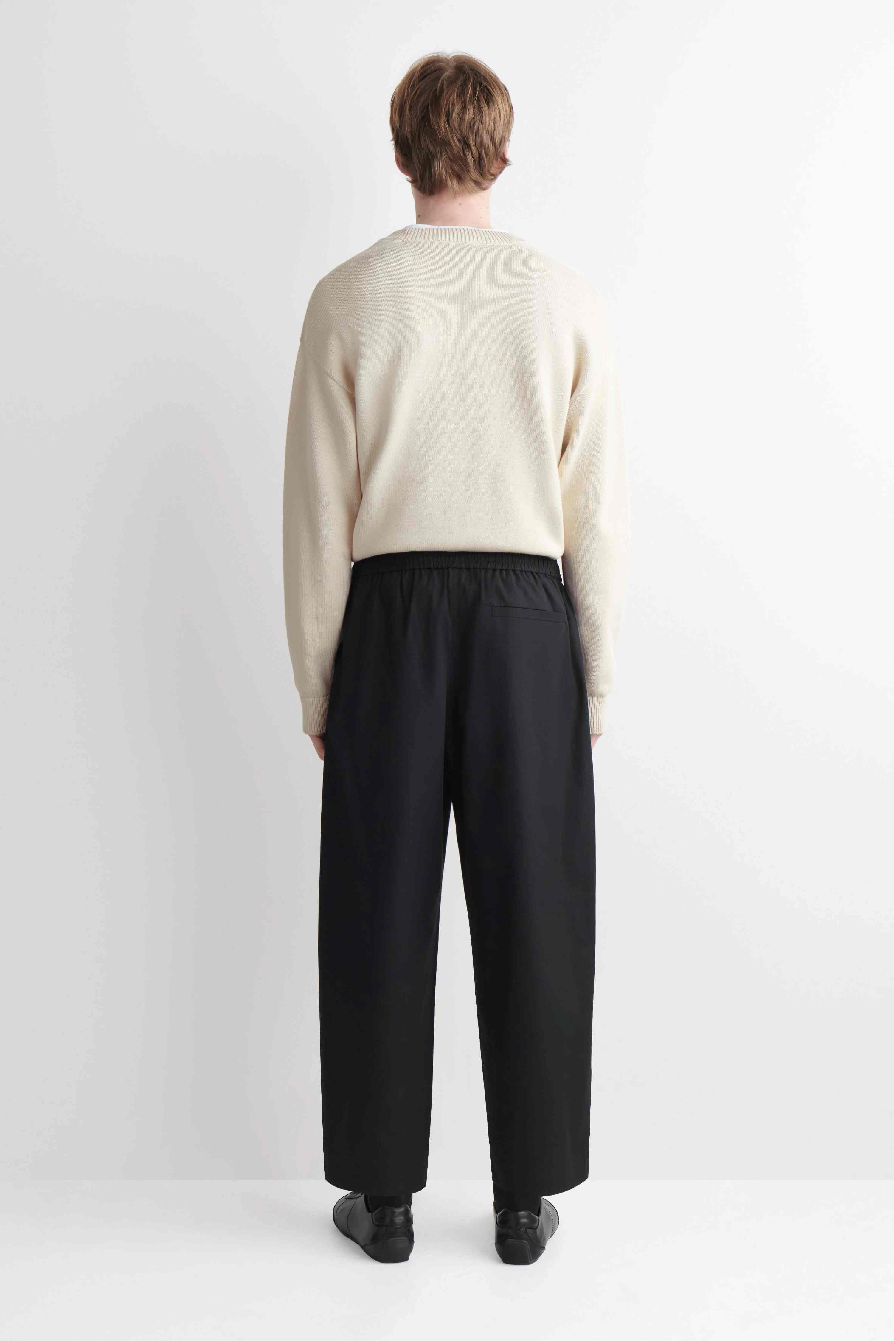 CROPPED ELASTICATED RELAXED-FIT WIDE-LEG TROUSERS - 2