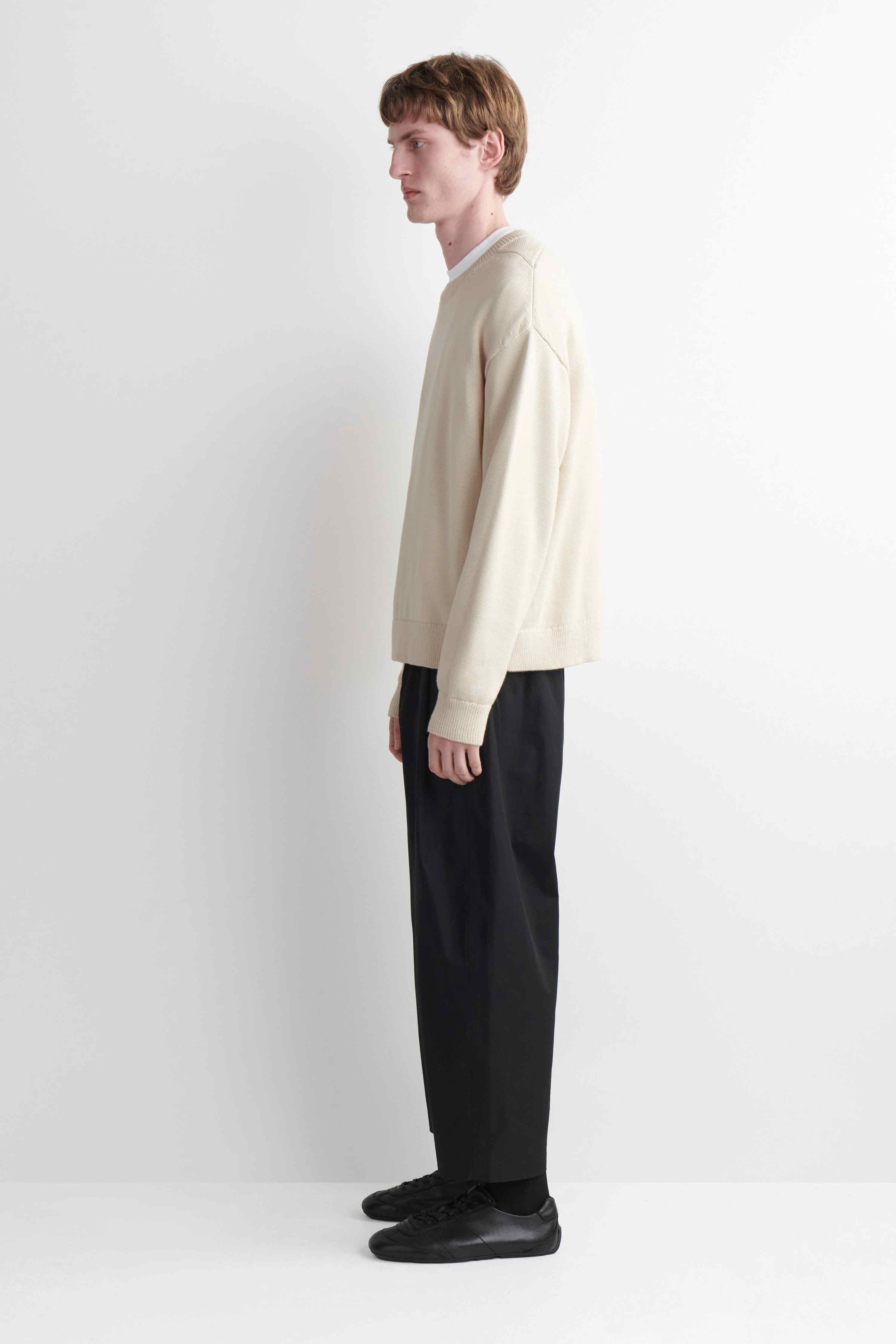 CROPPED ELASTICATED RELAXED-FIT WIDE-LEG TROUSERS - 4