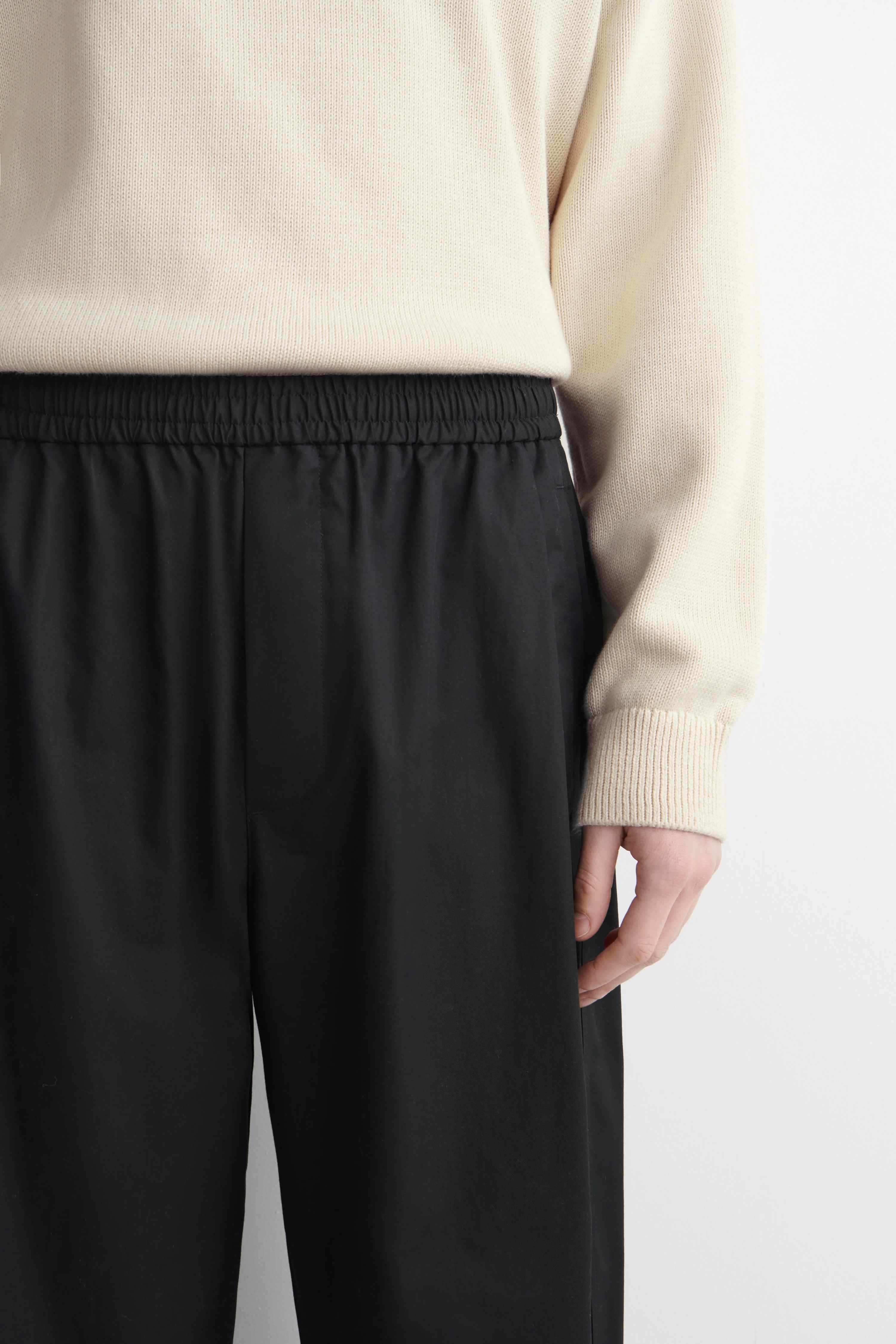 CROPPED ELASTICATED RELAXED-FIT WIDE-LEG TROUSERS - 5