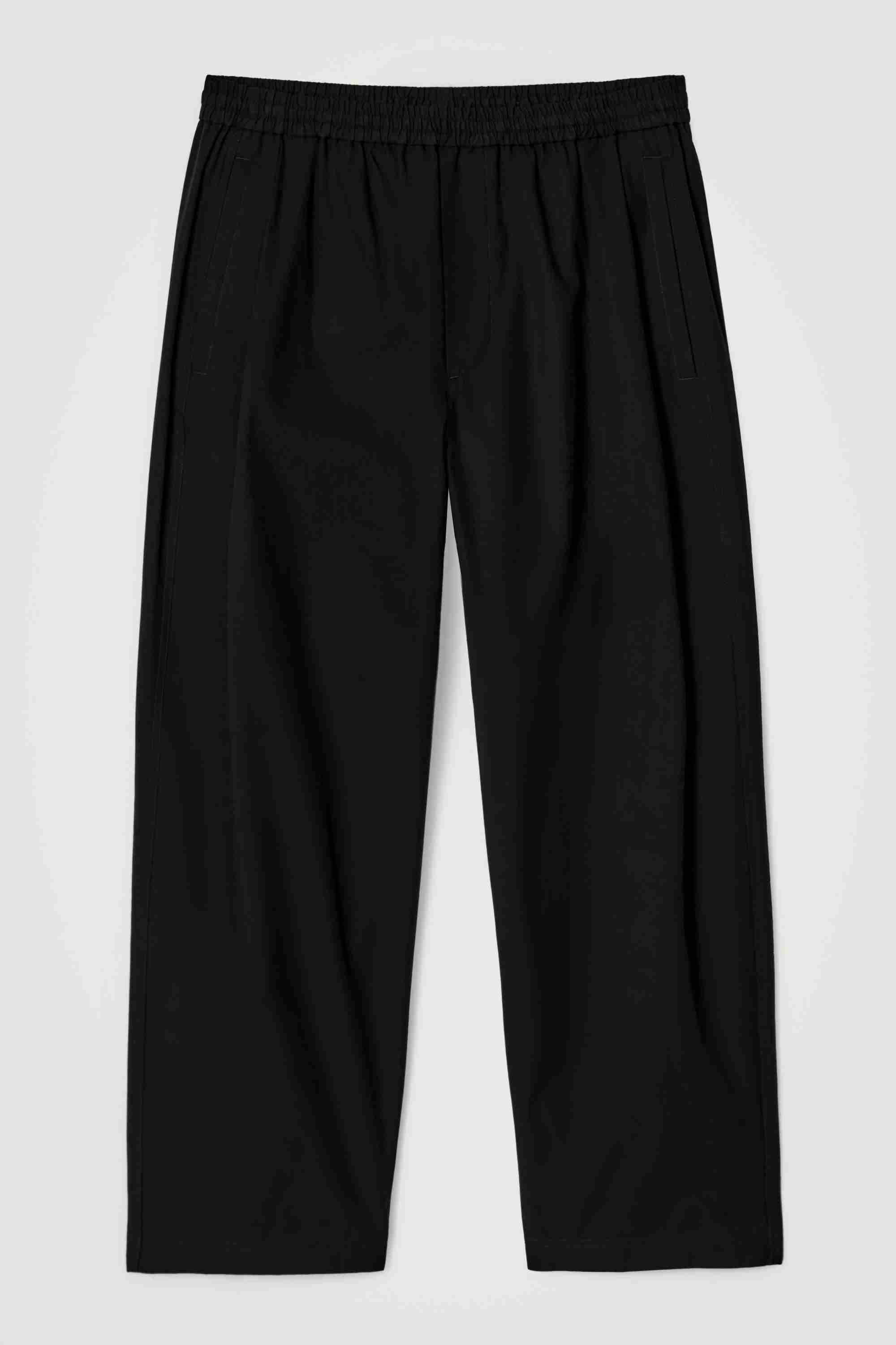 CROPPED ELASTICATED RELAXED-FIT WIDE-LEG TROUSERS - 7