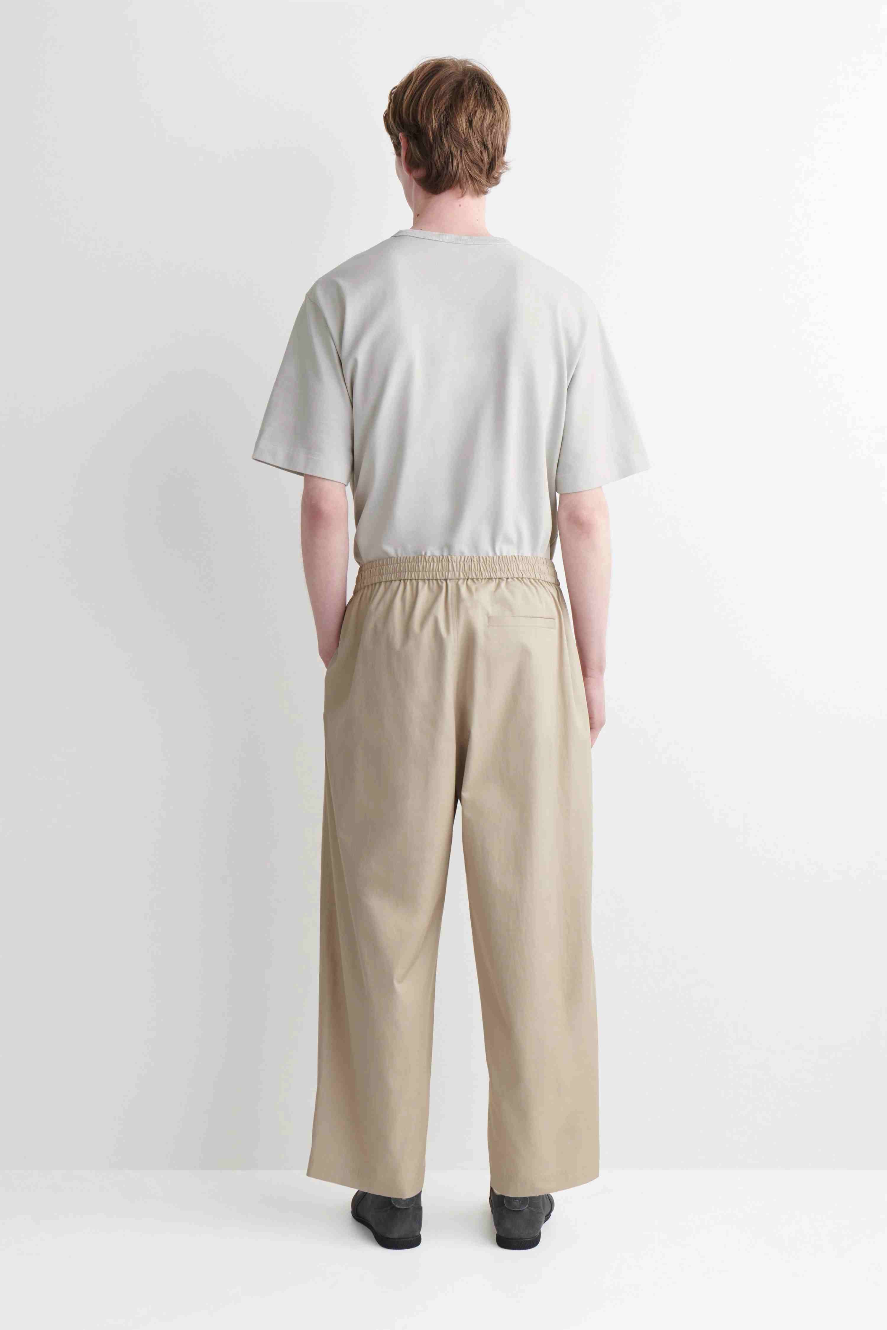 CROPPED ELASTICATED RELAXED-FIT WIDE-LEG TROUSERS - 2