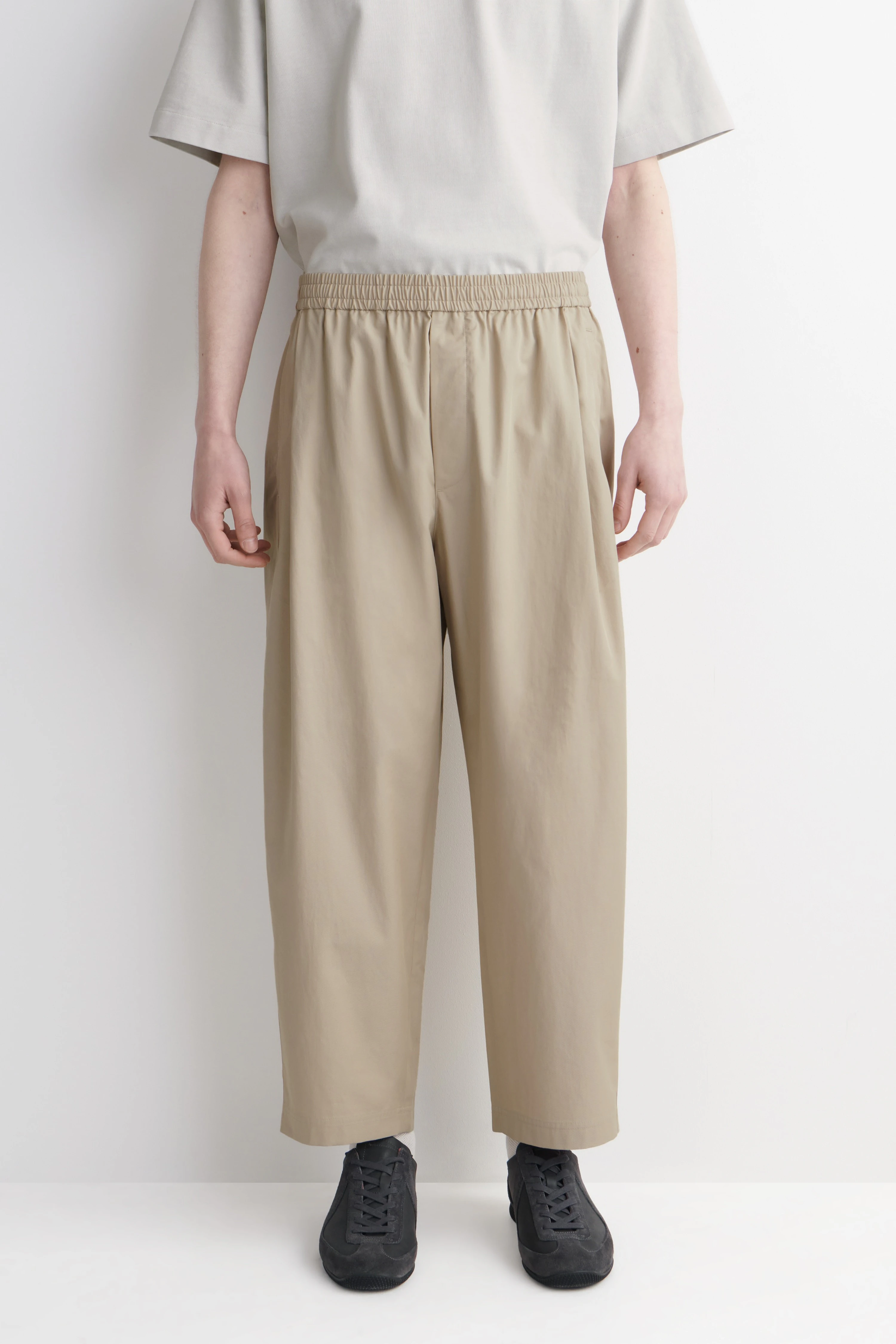 CROPPED ELASTICATED RELAXED-FIT WIDE-LEG TROUSERS - 3