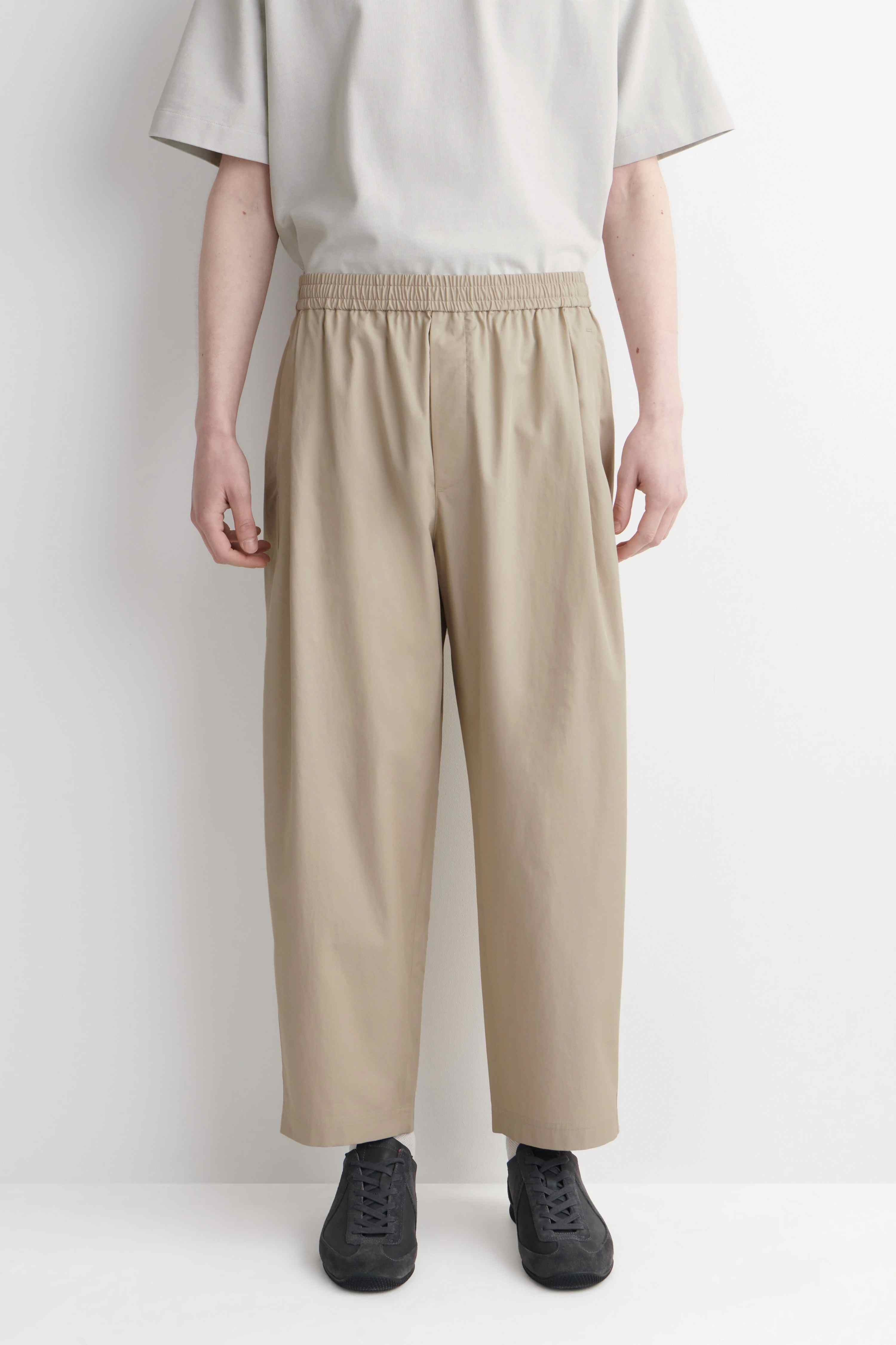 CROPPED ELASTICATED RELAXED-FIT WIDE-LEG TROUSERS - 3
