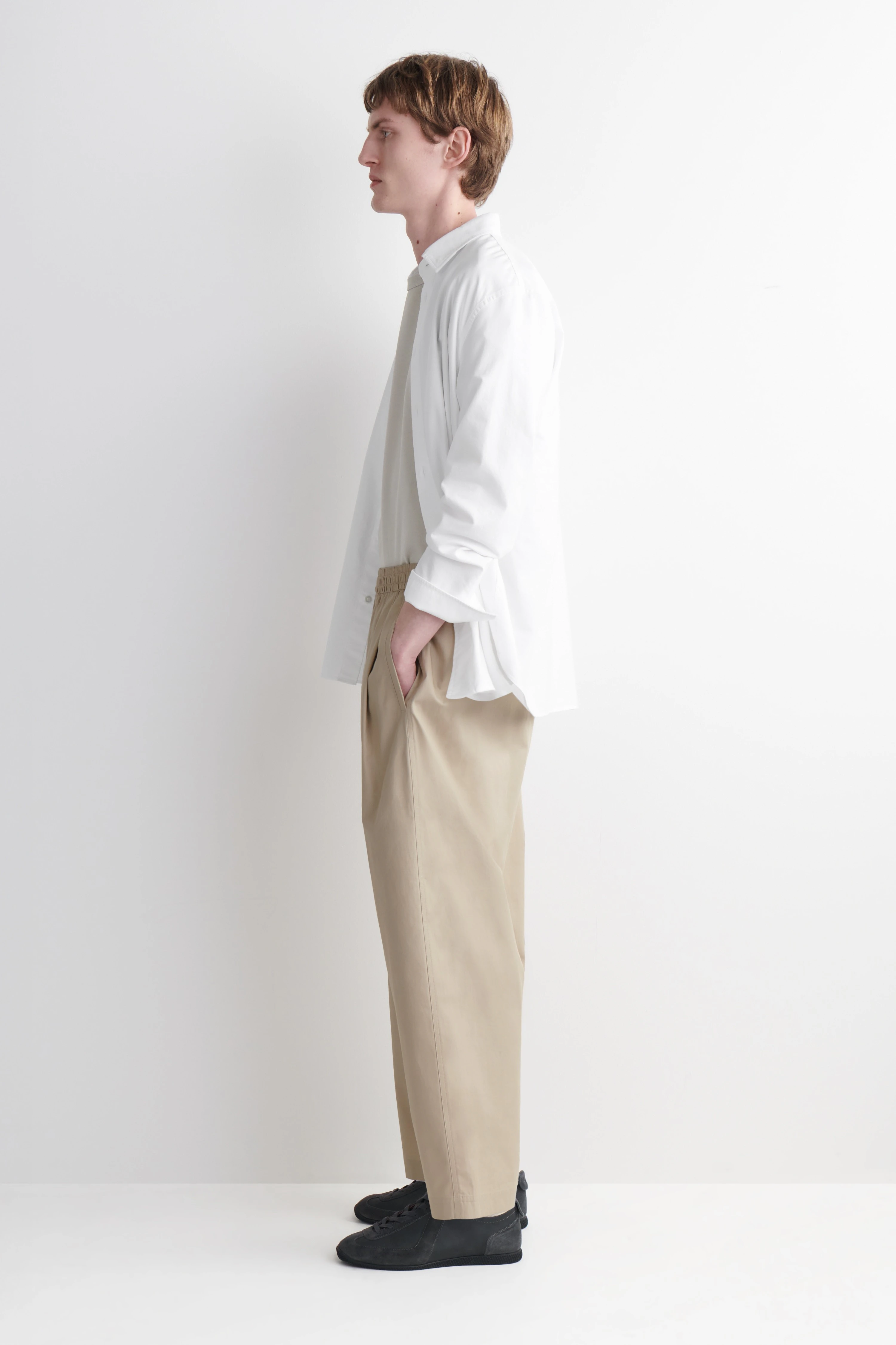 CROPPED ELASTICATED RELAXED-FIT WIDE-LEG TROUSERS - 4