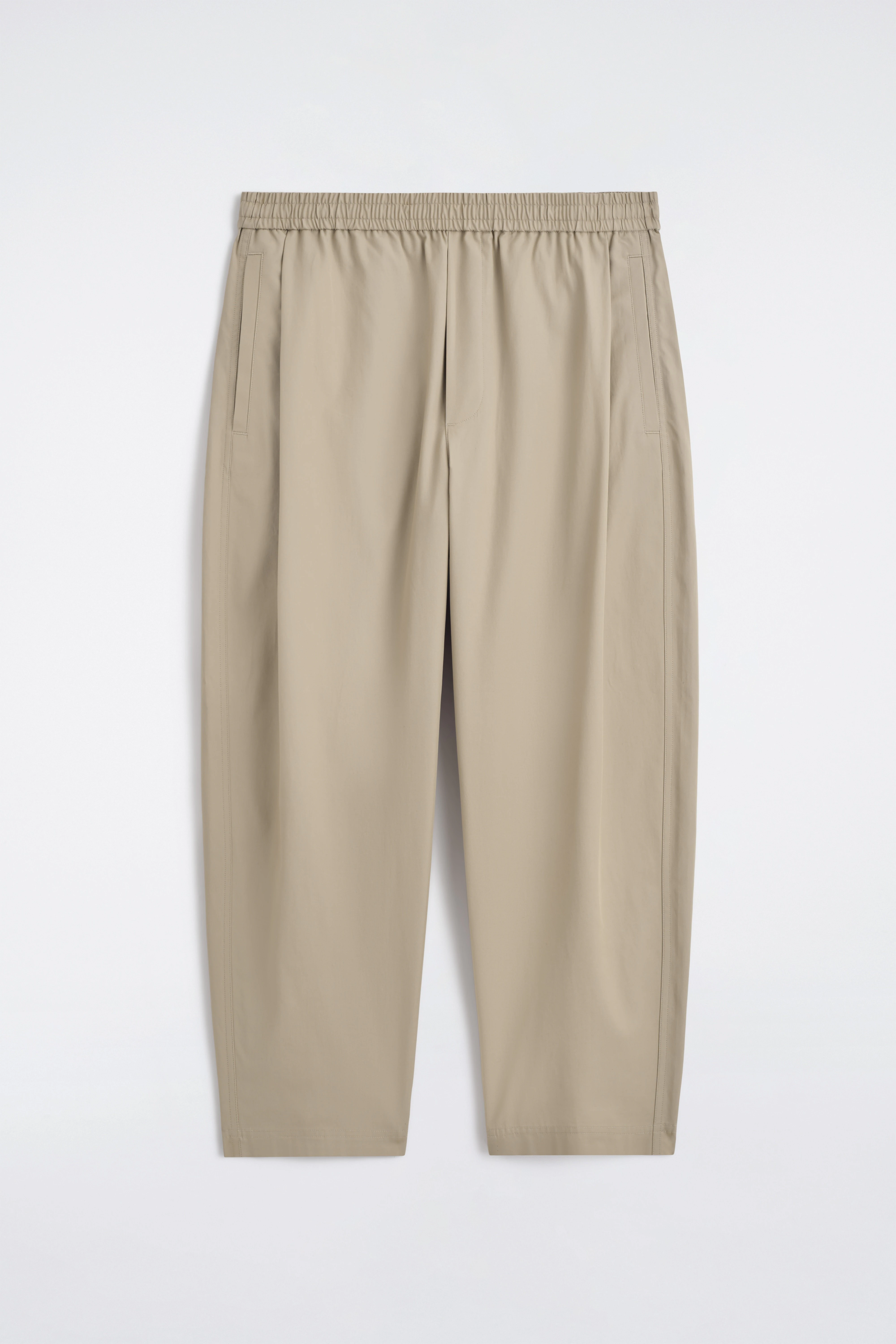 CROPPED ELASTICATED RELAXED-FIT WIDE-LEG TROUSERS - 5