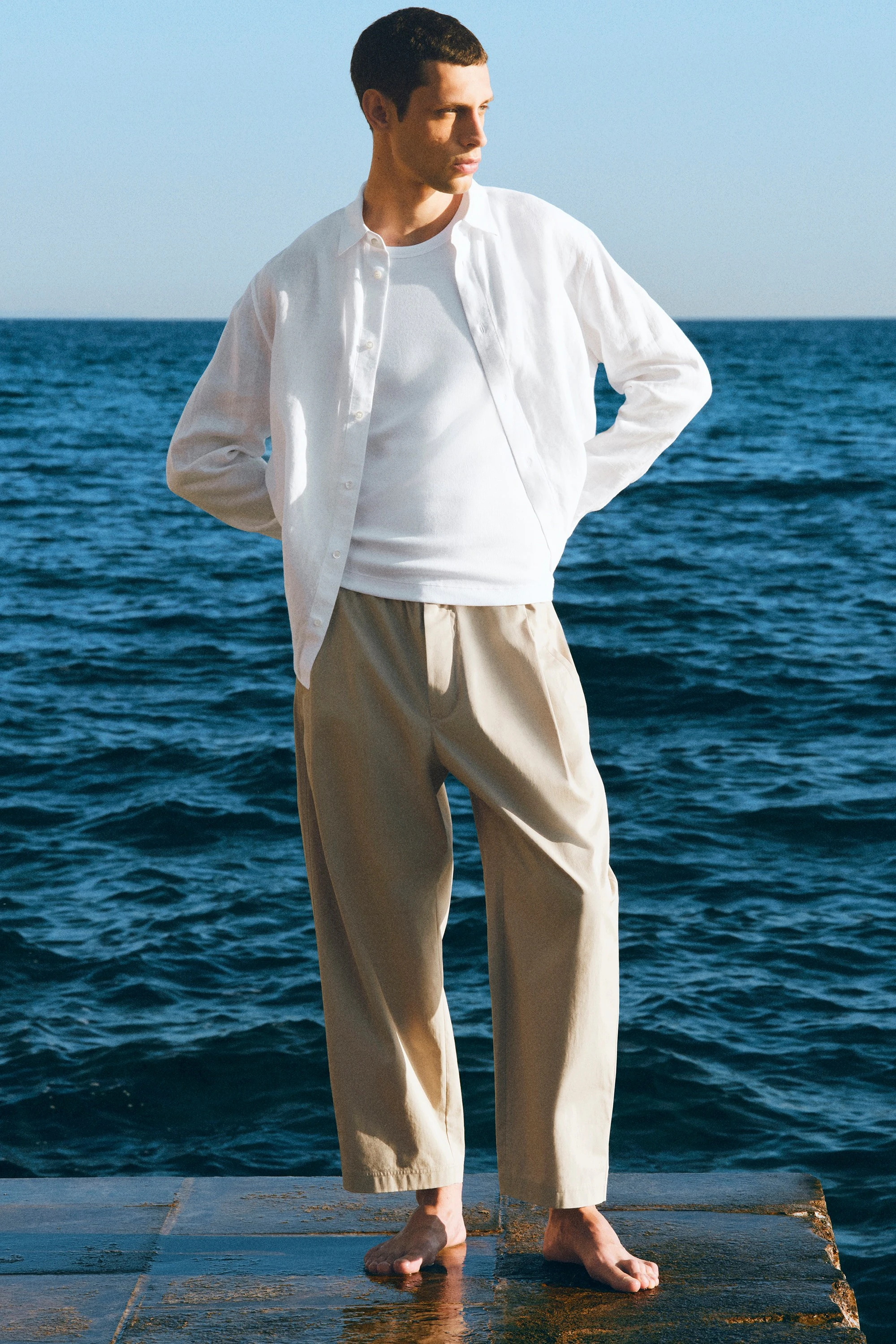 CROPPED ELASTICATED RELAXED-FIT WIDE-LEG TROUSERS - 7