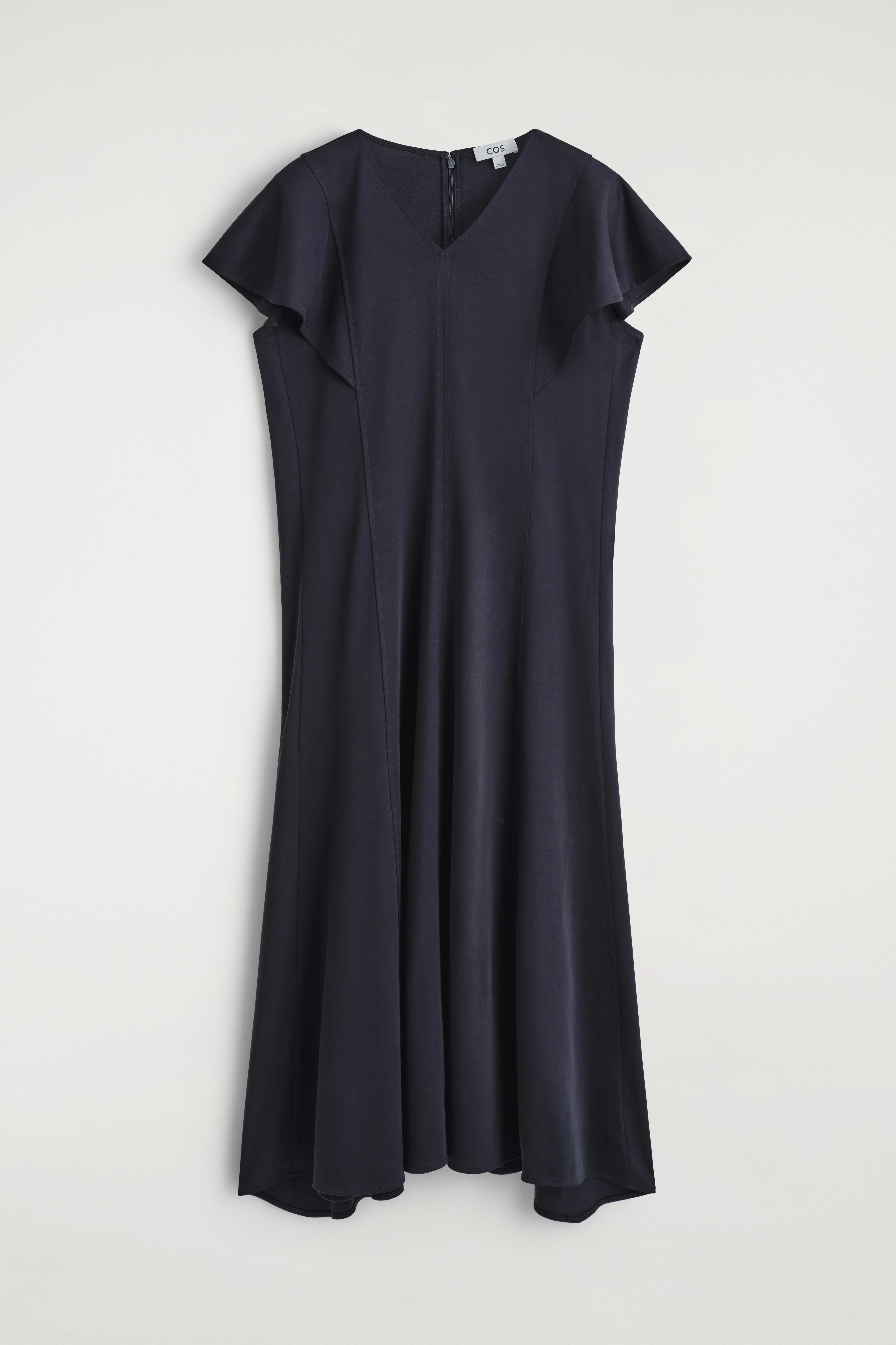 PETAL-SLEEVE COTTON MIDI DRESS