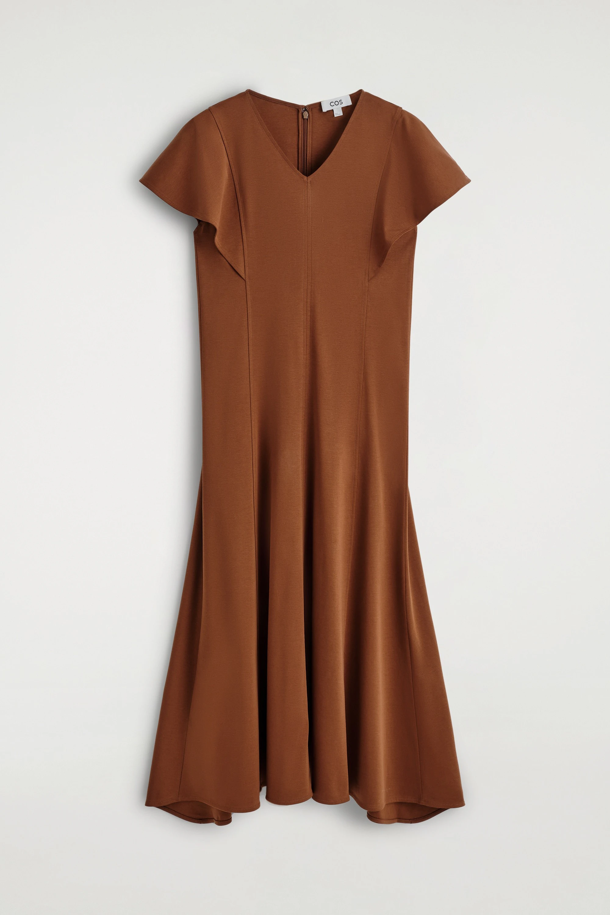 PETAL-SLEEVE COTTON MIDI DRESS