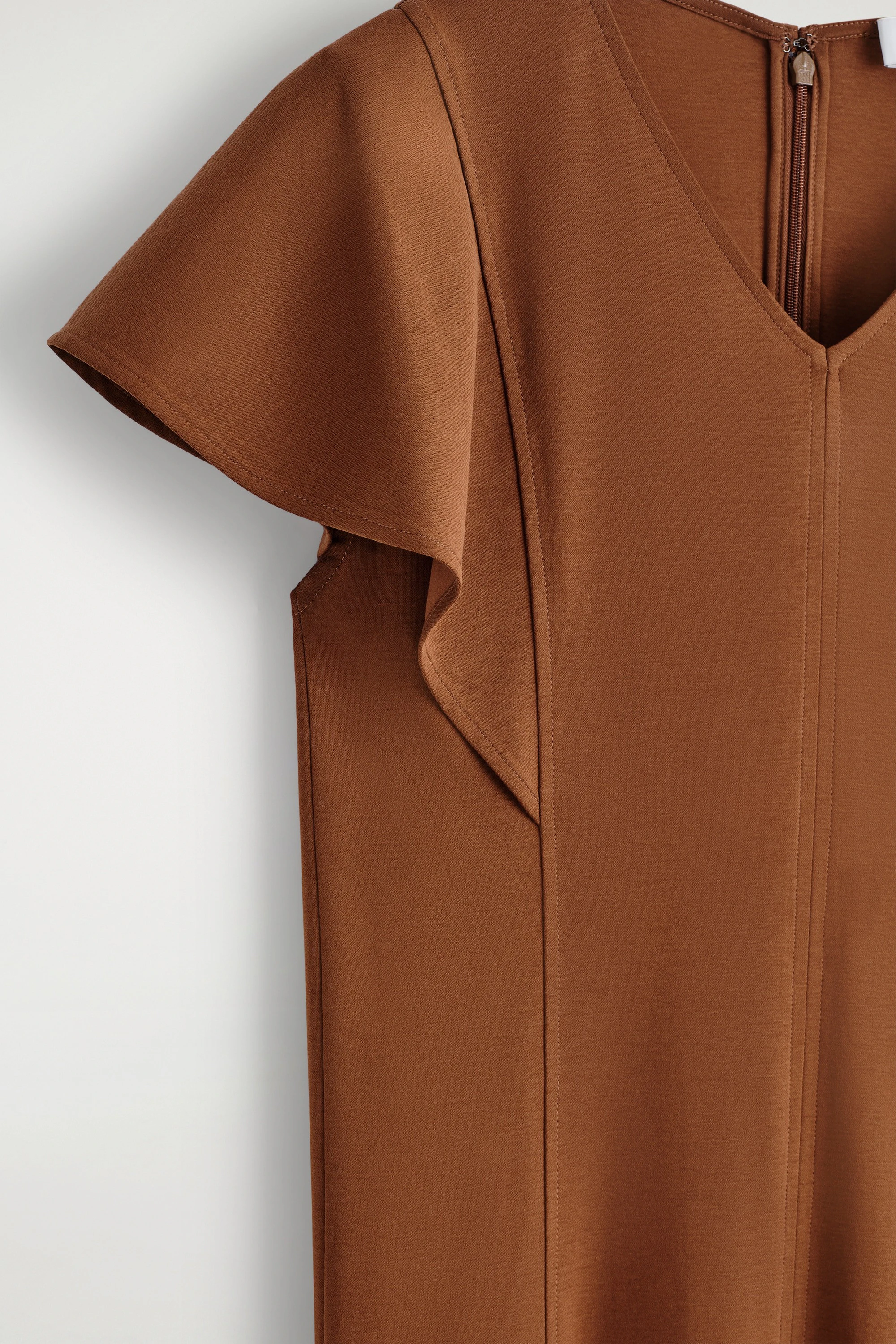 PETAL-SLEEVE COTTON MIDI DRESS
