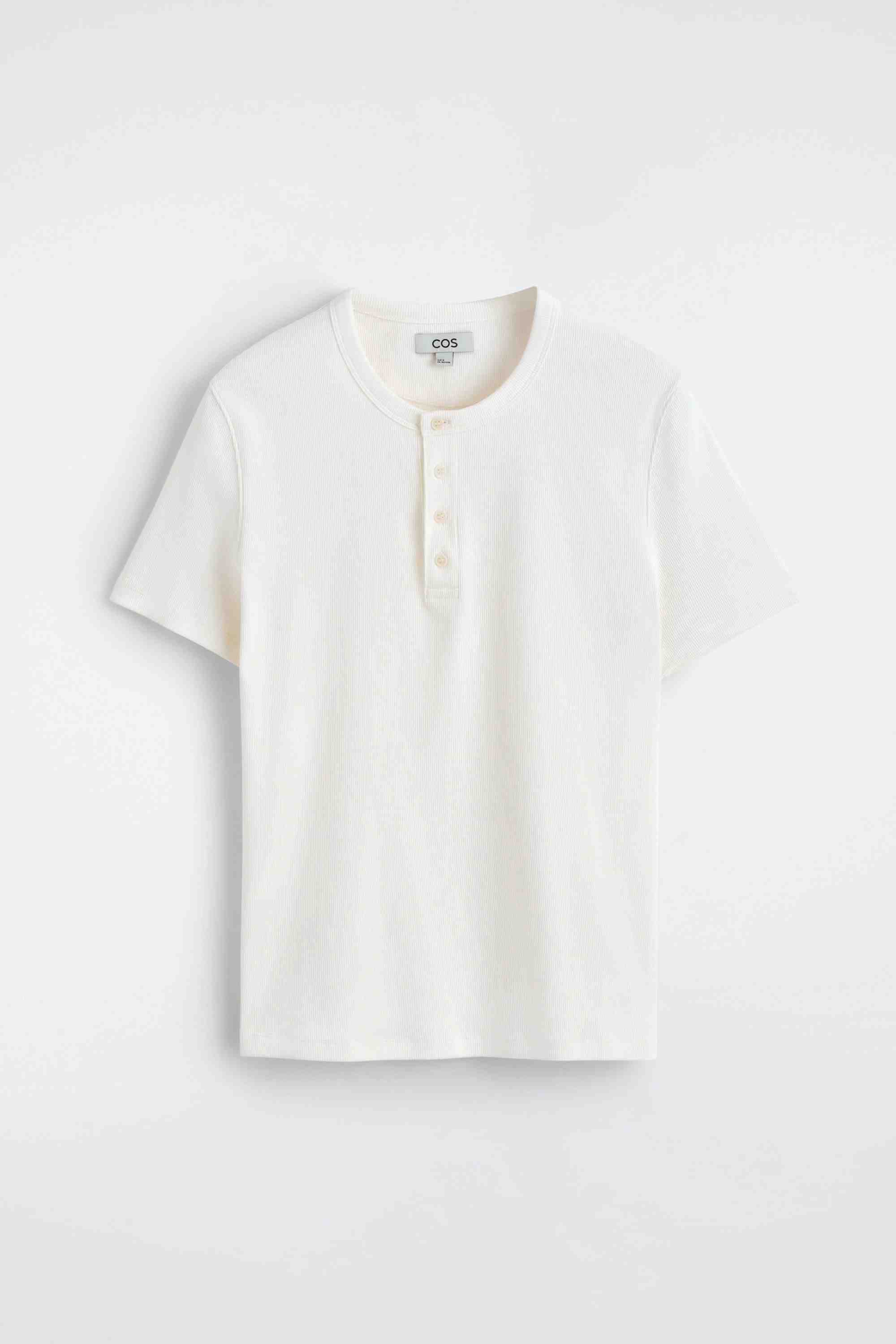 SLIM-FIT RIBBED HENLEY T-SHIRT - 6