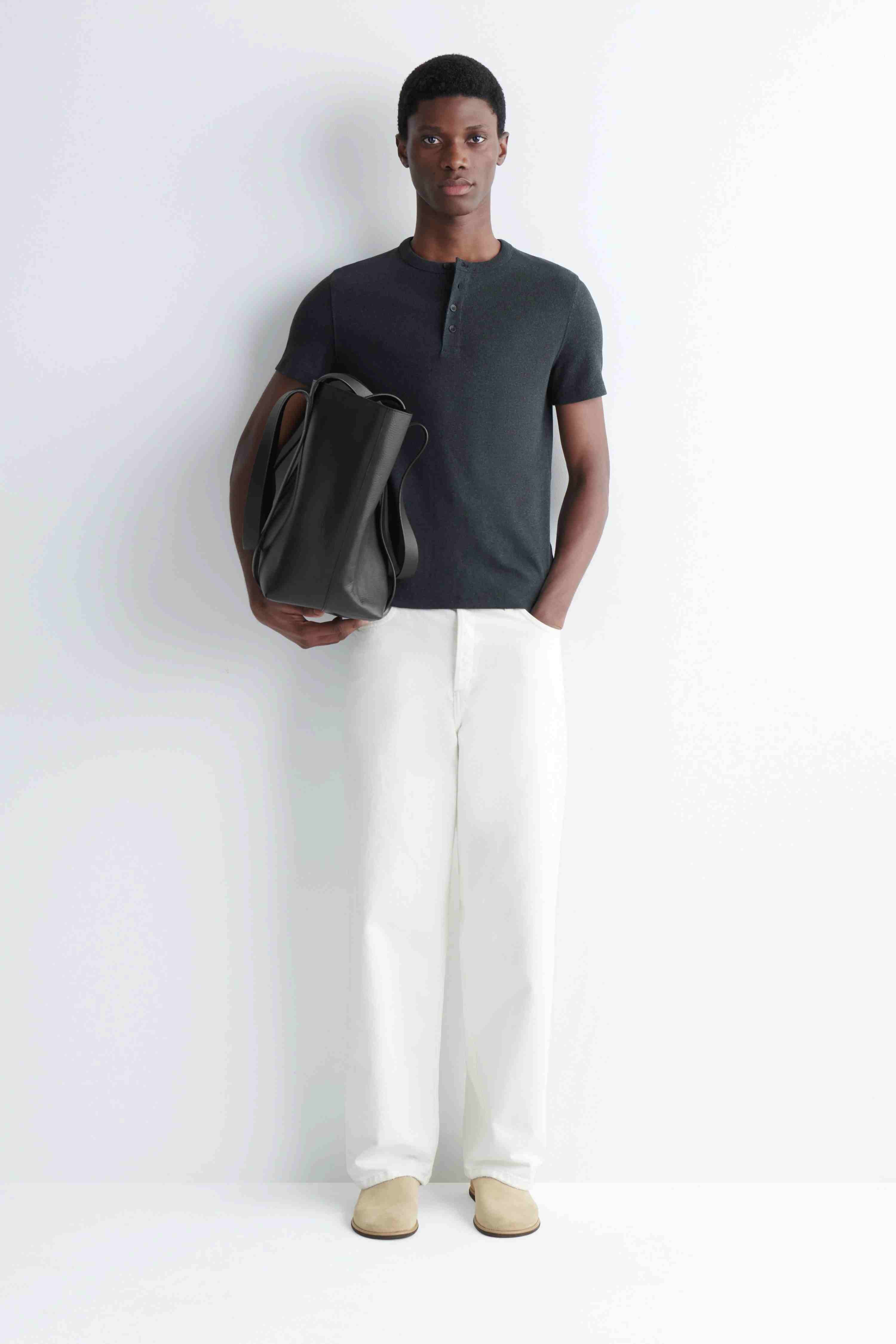 SLIM-FIT RIBBED HENLEY T-SHIRT - 4