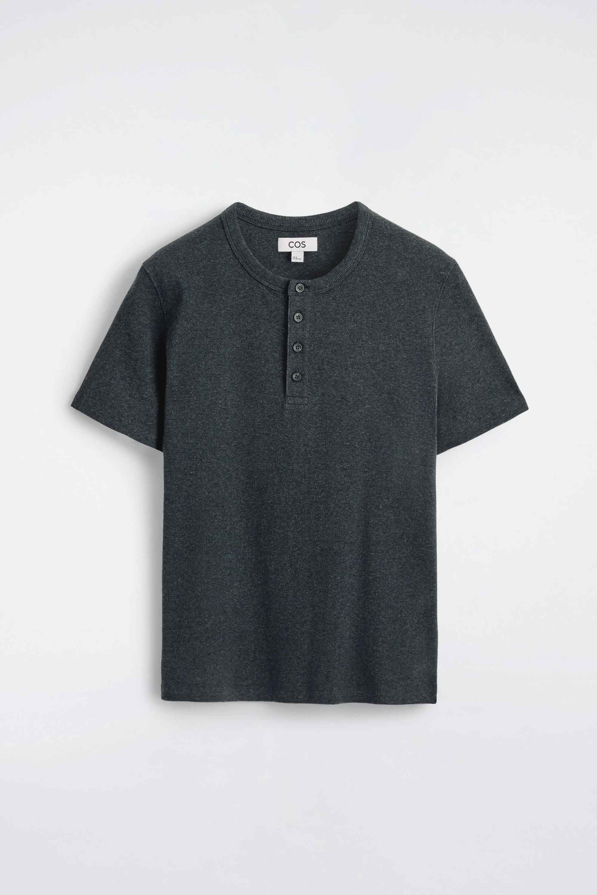 SLIM-FIT RIBBED HENLEY T-SHIRT - 6