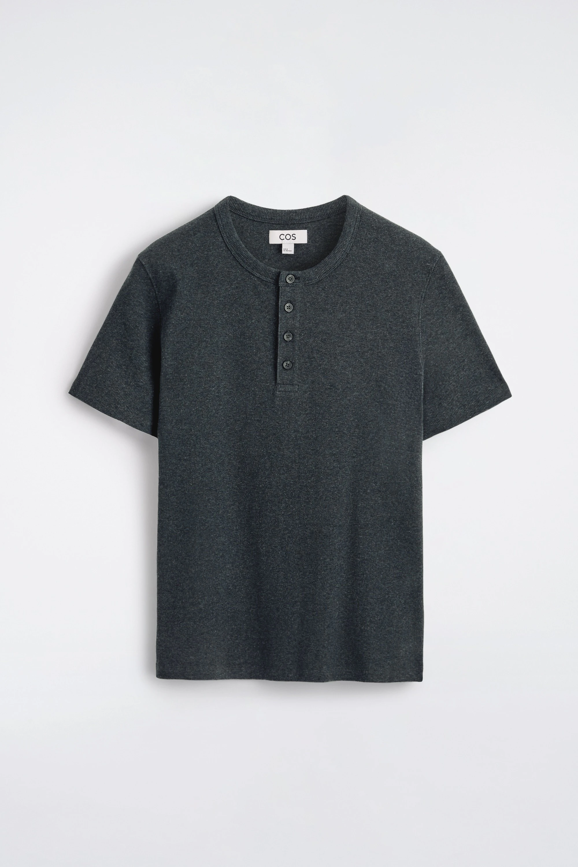 SLIM-FIT RIBBED HENLEY T-SHIRT - 6