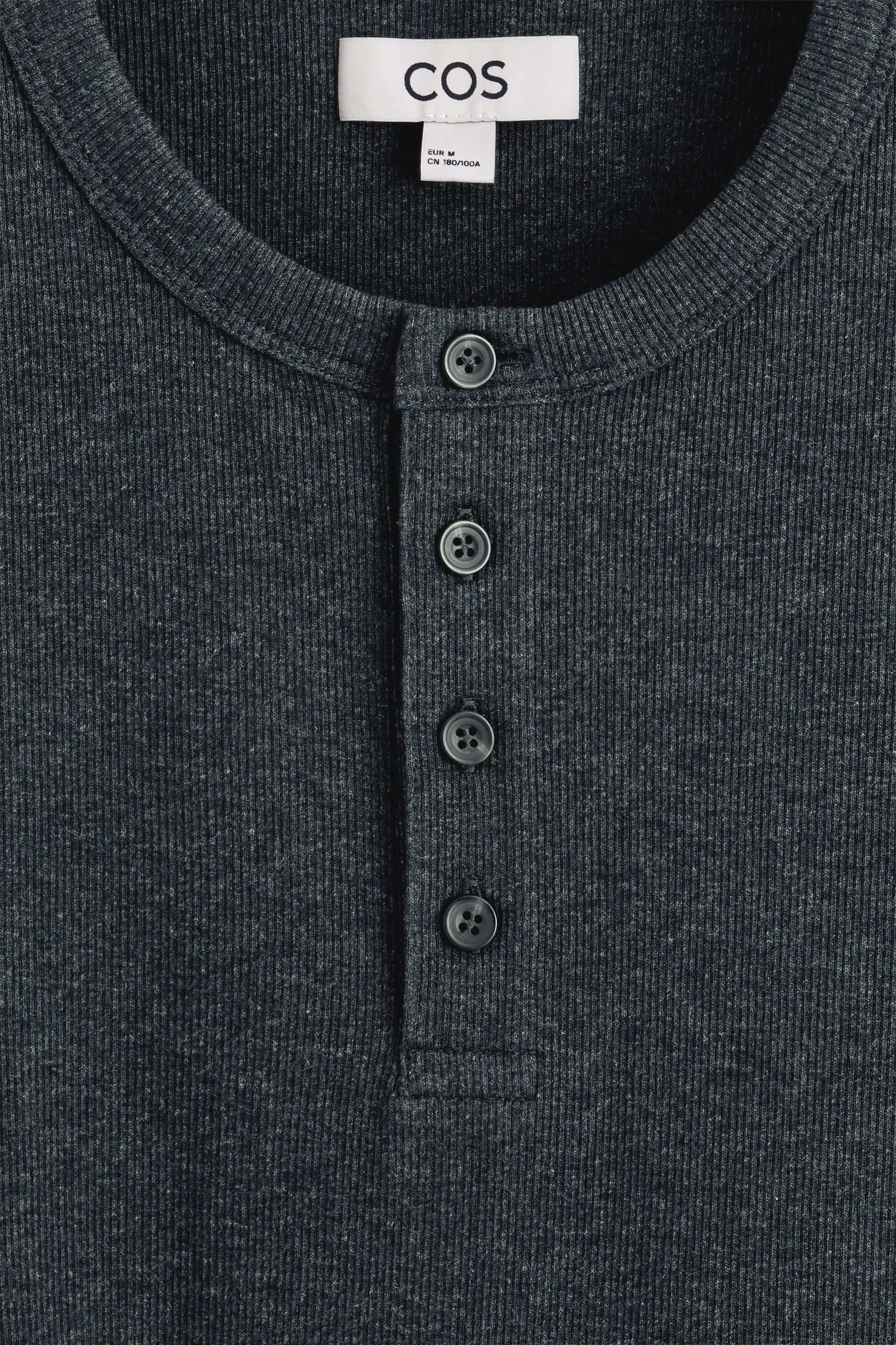 SLIM-FIT RIBBED HENLEY T-SHIRT - 7