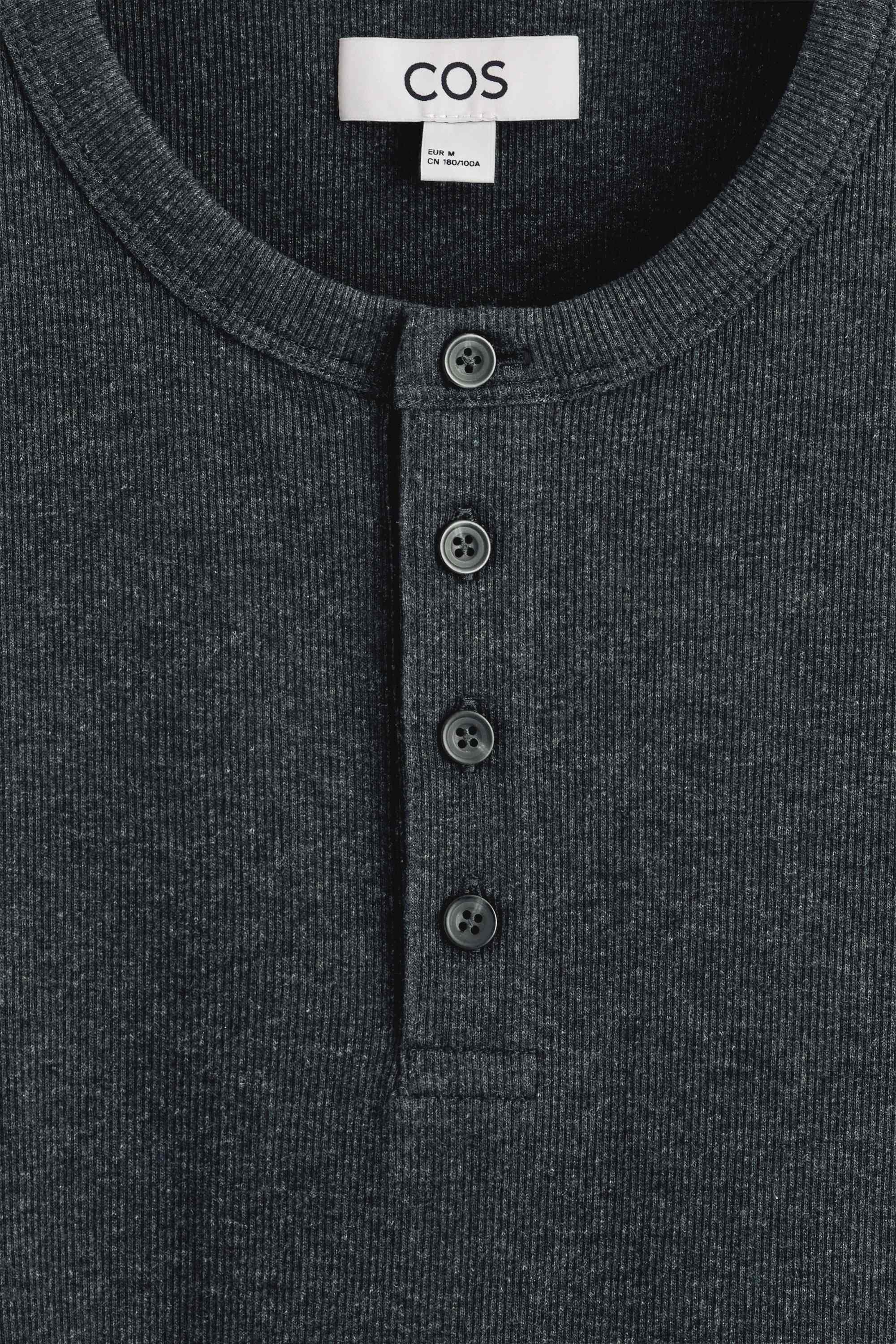 SLIM-FIT RIBBED HENLEY T-SHIRT - 7