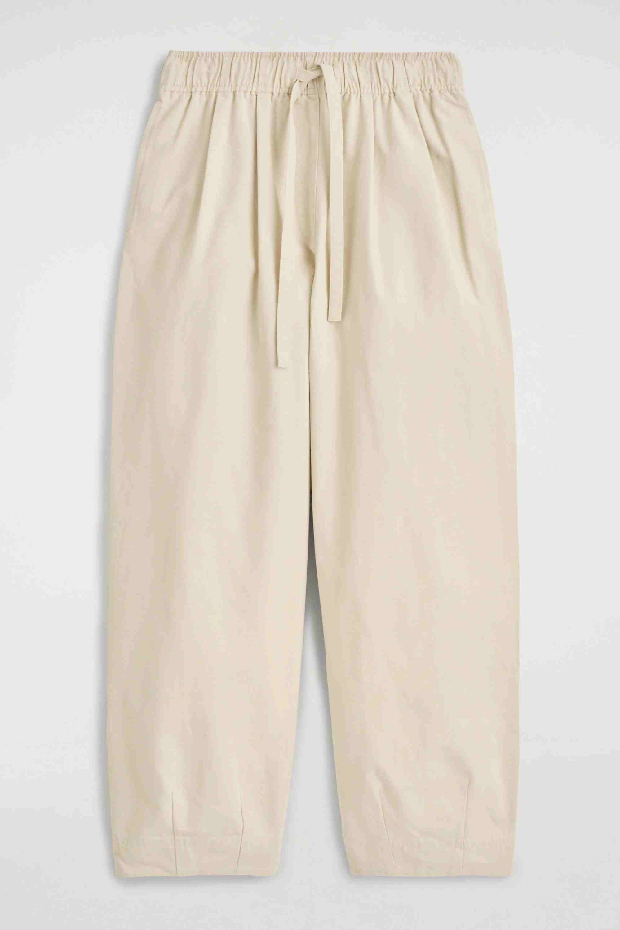 COTTON TAPERED DRAWSTRING TROUSERS - 1