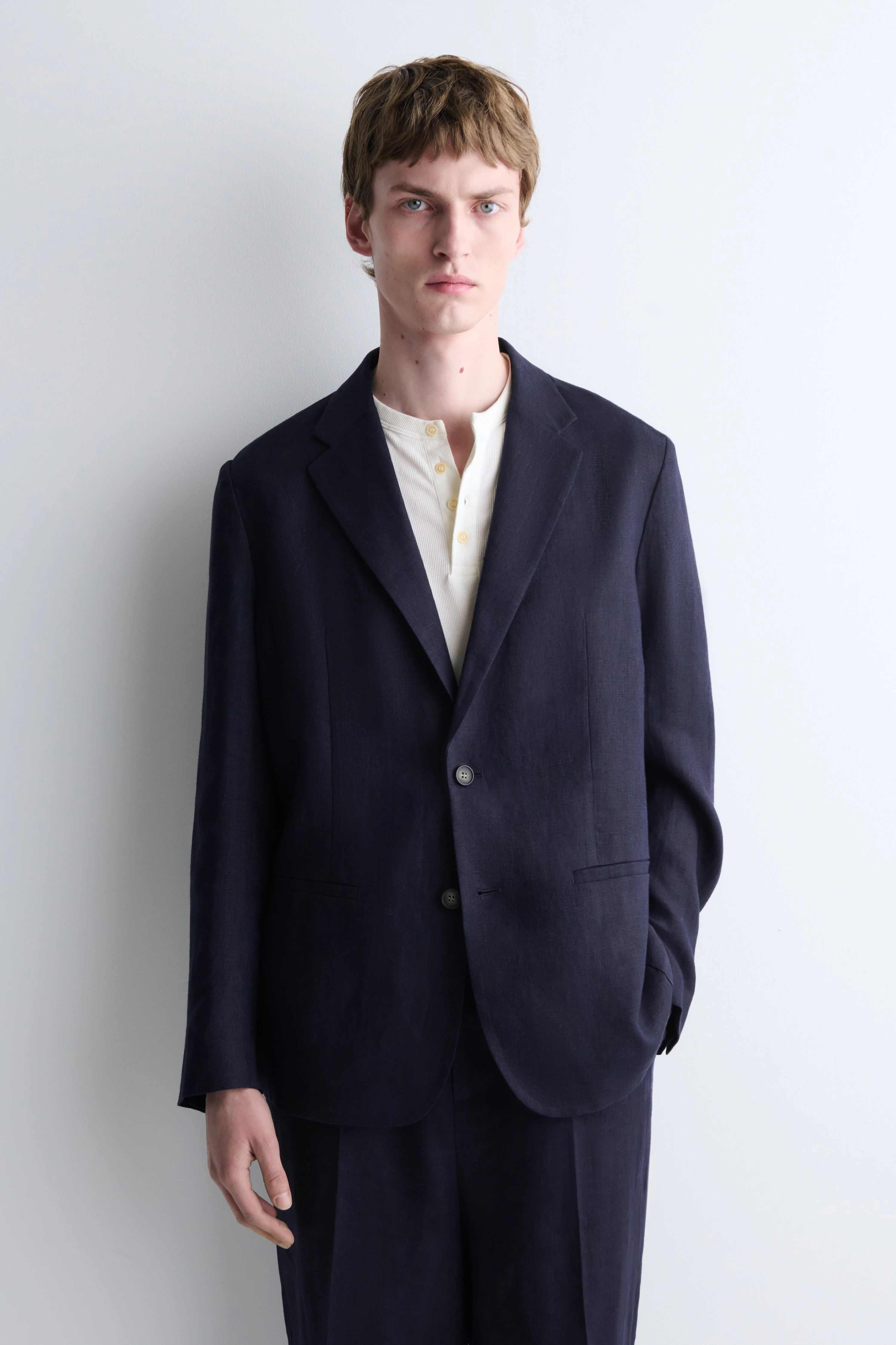 SINGLE-BREASTED LINEN BLAZER - 1
