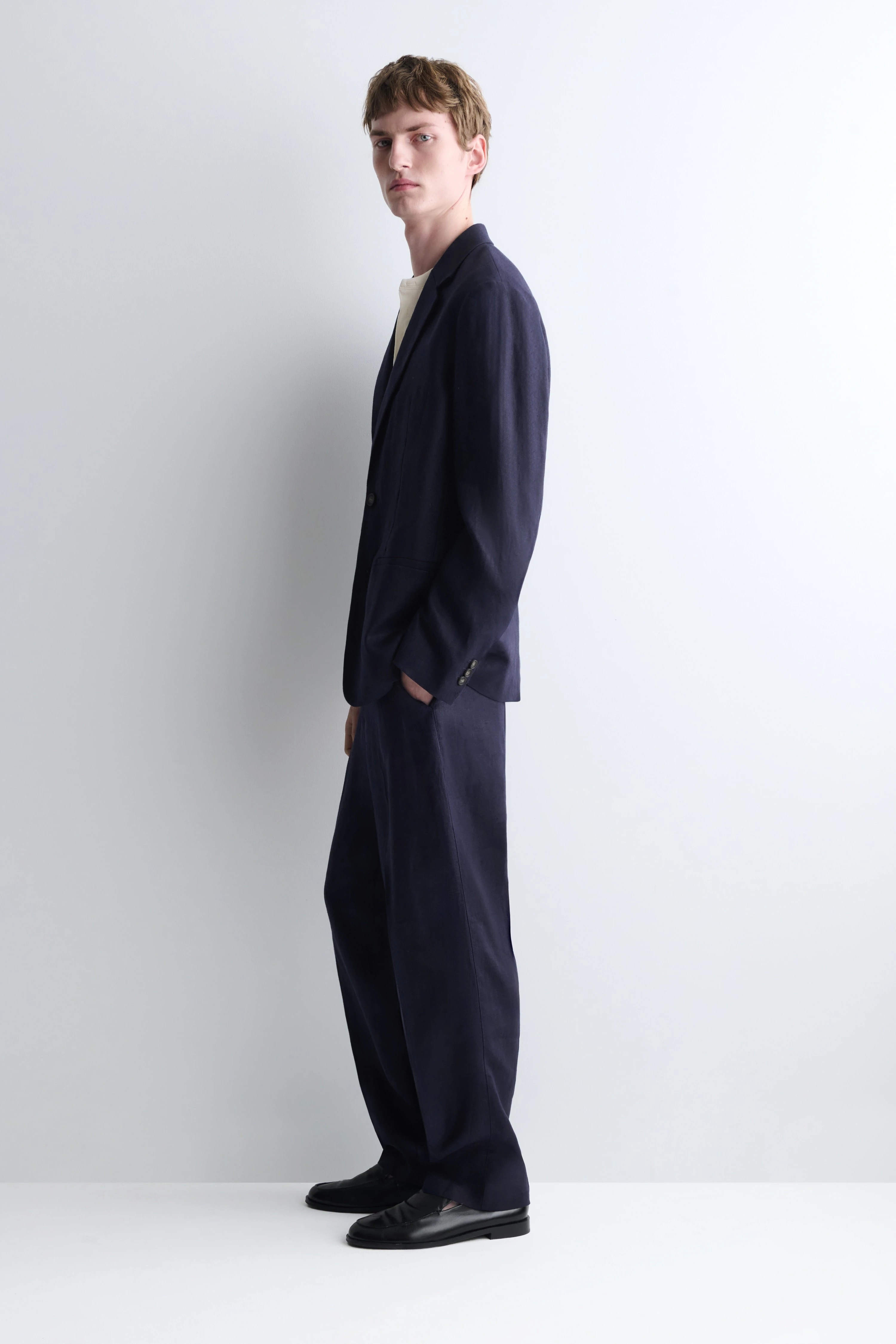 SINGLE-BREASTED LINEN BLAZER - 4