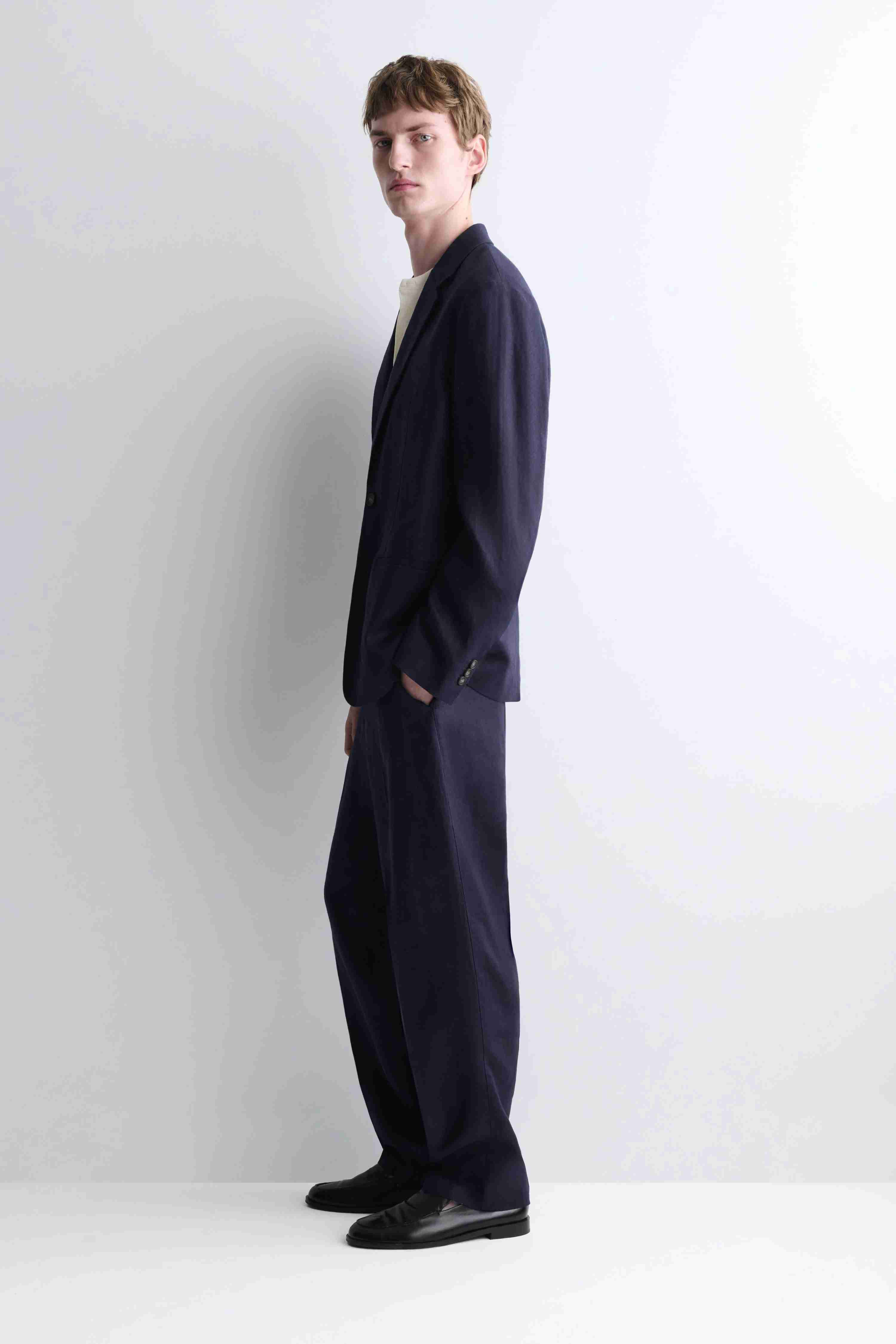 SINGLE-BREASTED LINEN BLAZER - 4