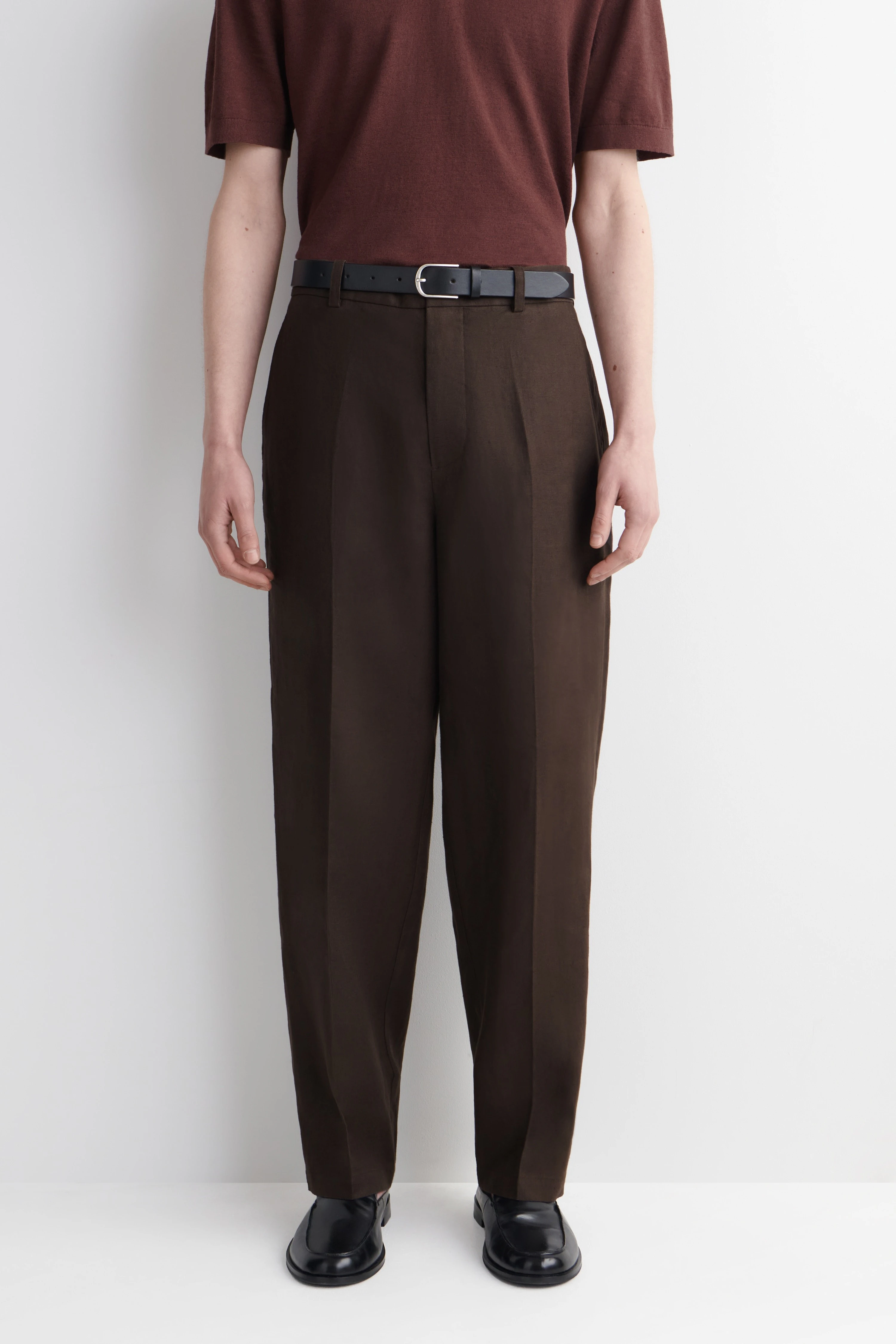 RELAXED LINEN TAPERED TROUSERS - 3