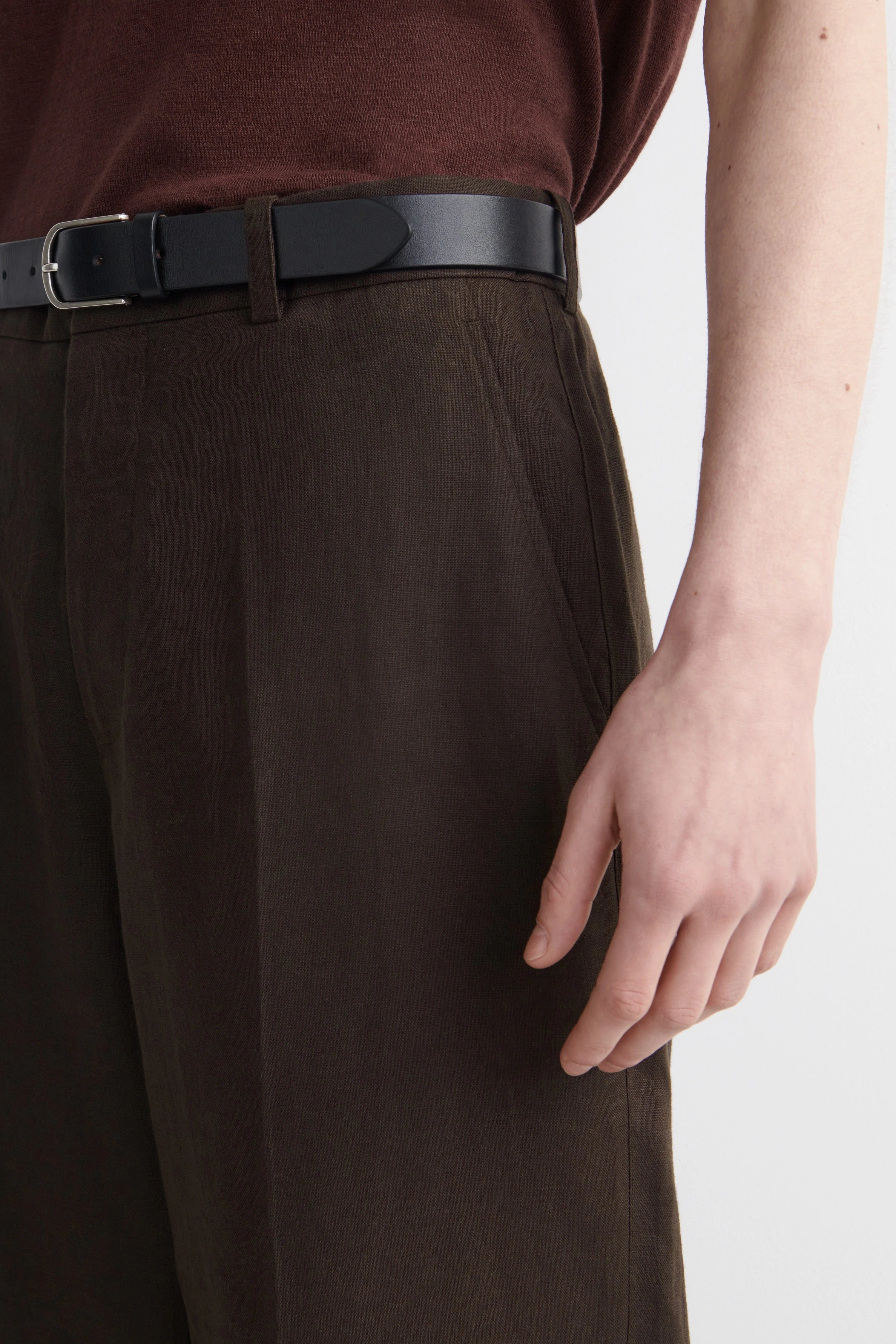 RELAXED LINEN TAPERED TROUSERS - 5