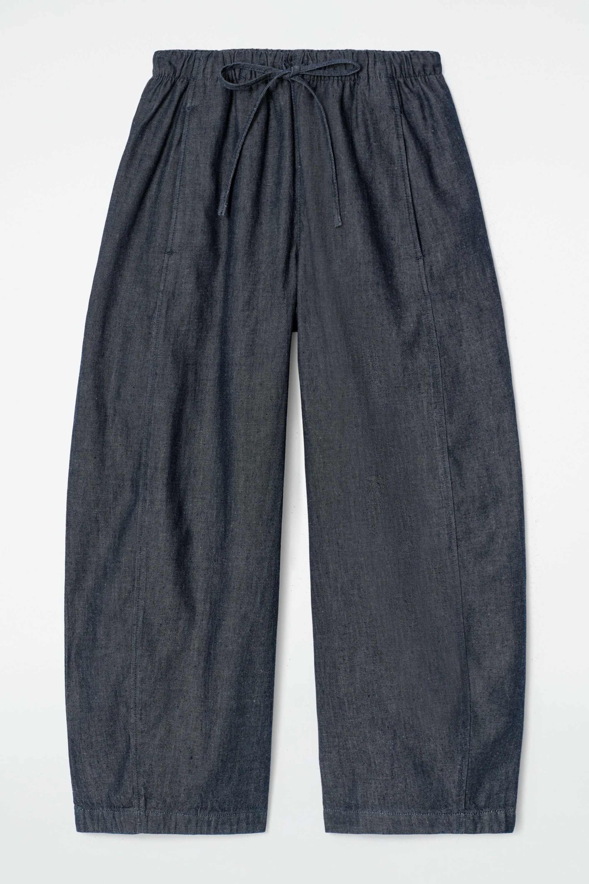 BARREL-LEG DENIM DRAWSTRING TROUSERS - 5