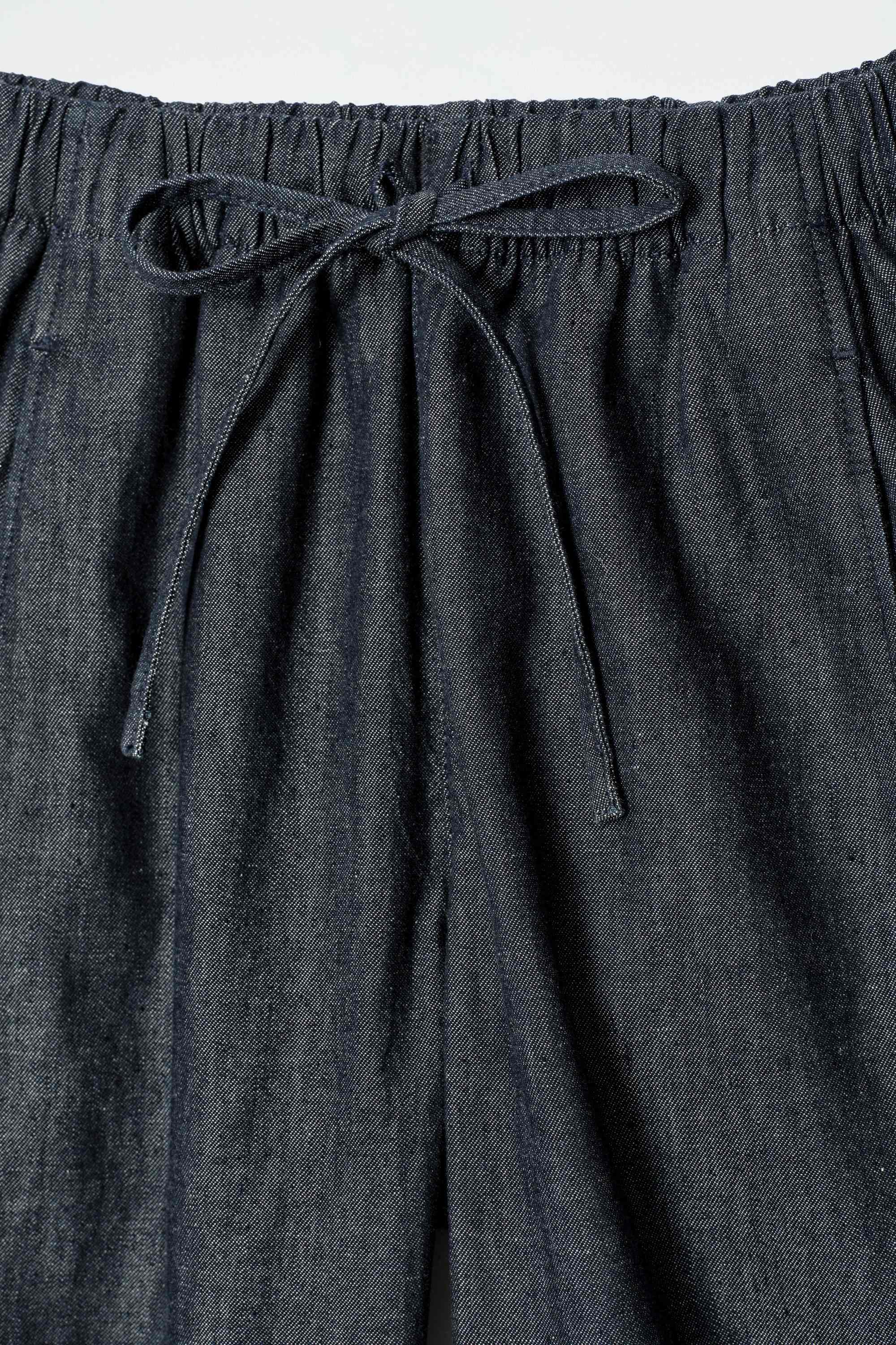 BARREL-LEG DENIM DRAWSTRING TROUSERS - 6