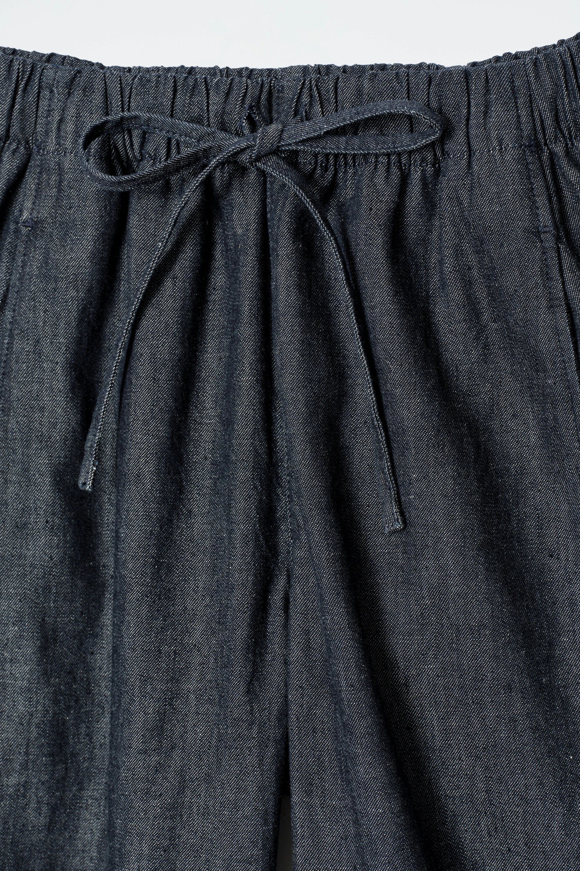 BARREL-LEG DENIM DRAWSTRING TROUSERS - 6