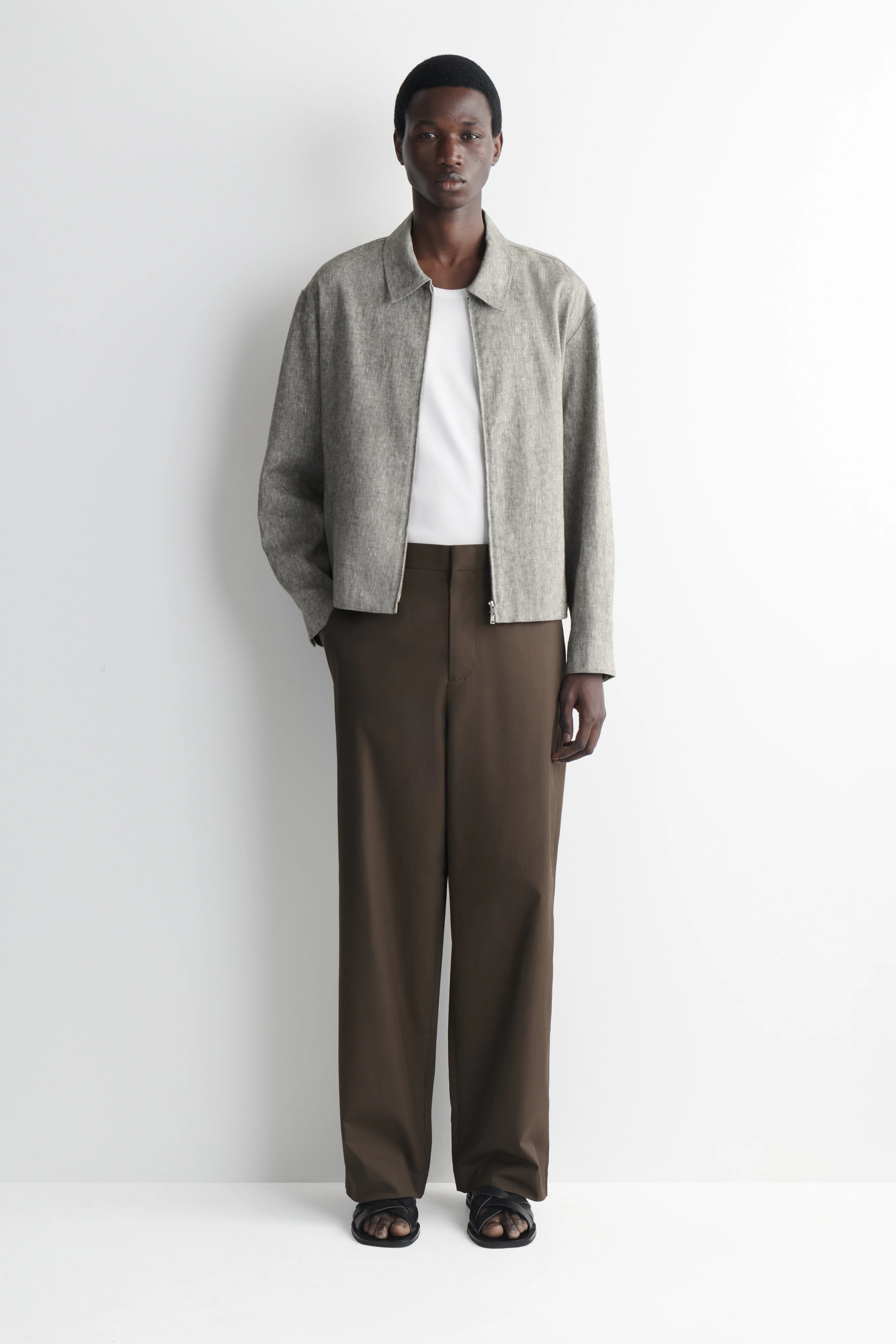 COTTON RELAXED-FIT WIDE-LEG CHINOS