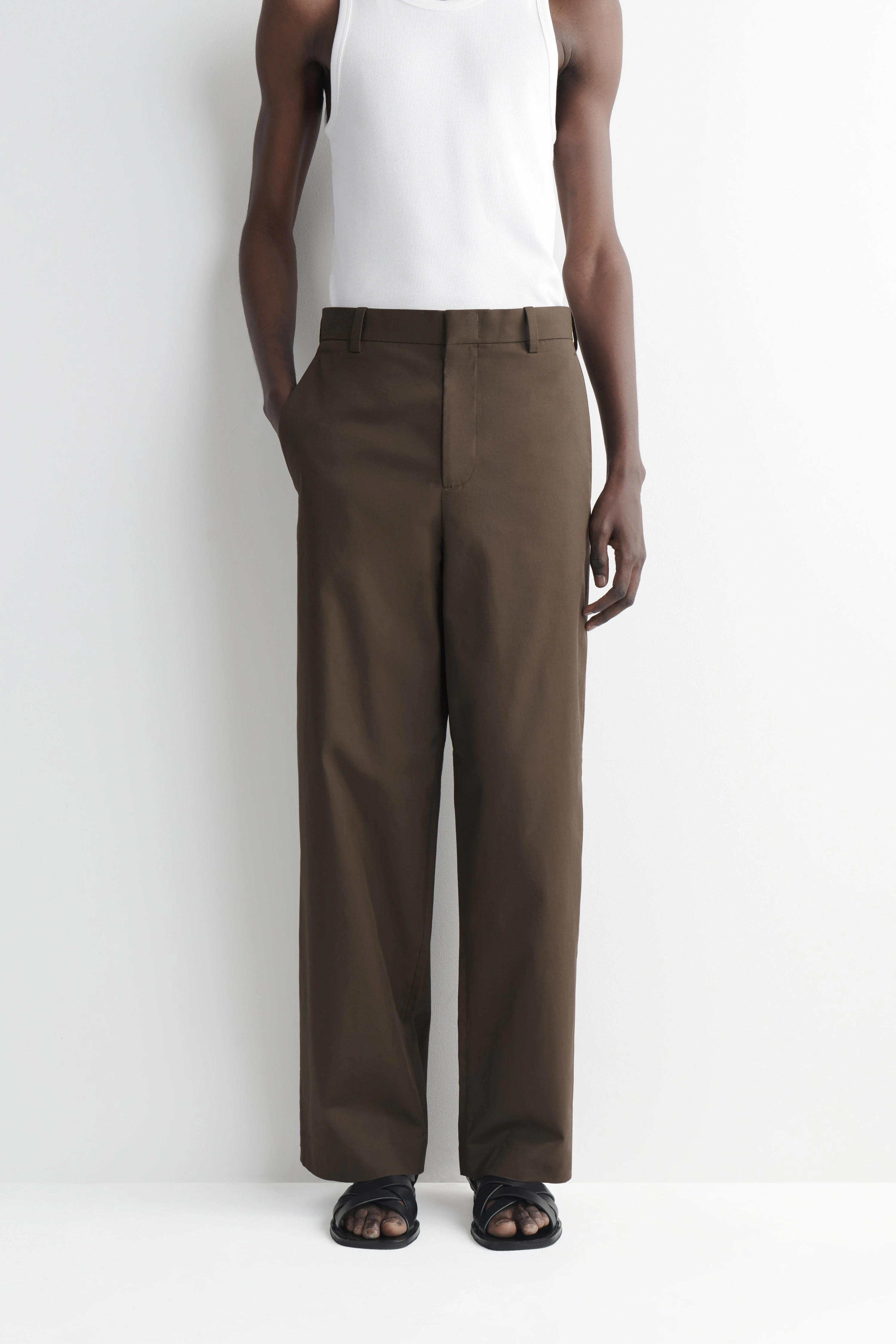 COTTON RELAXED-FIT WIDE-LEG CHINOS - 3